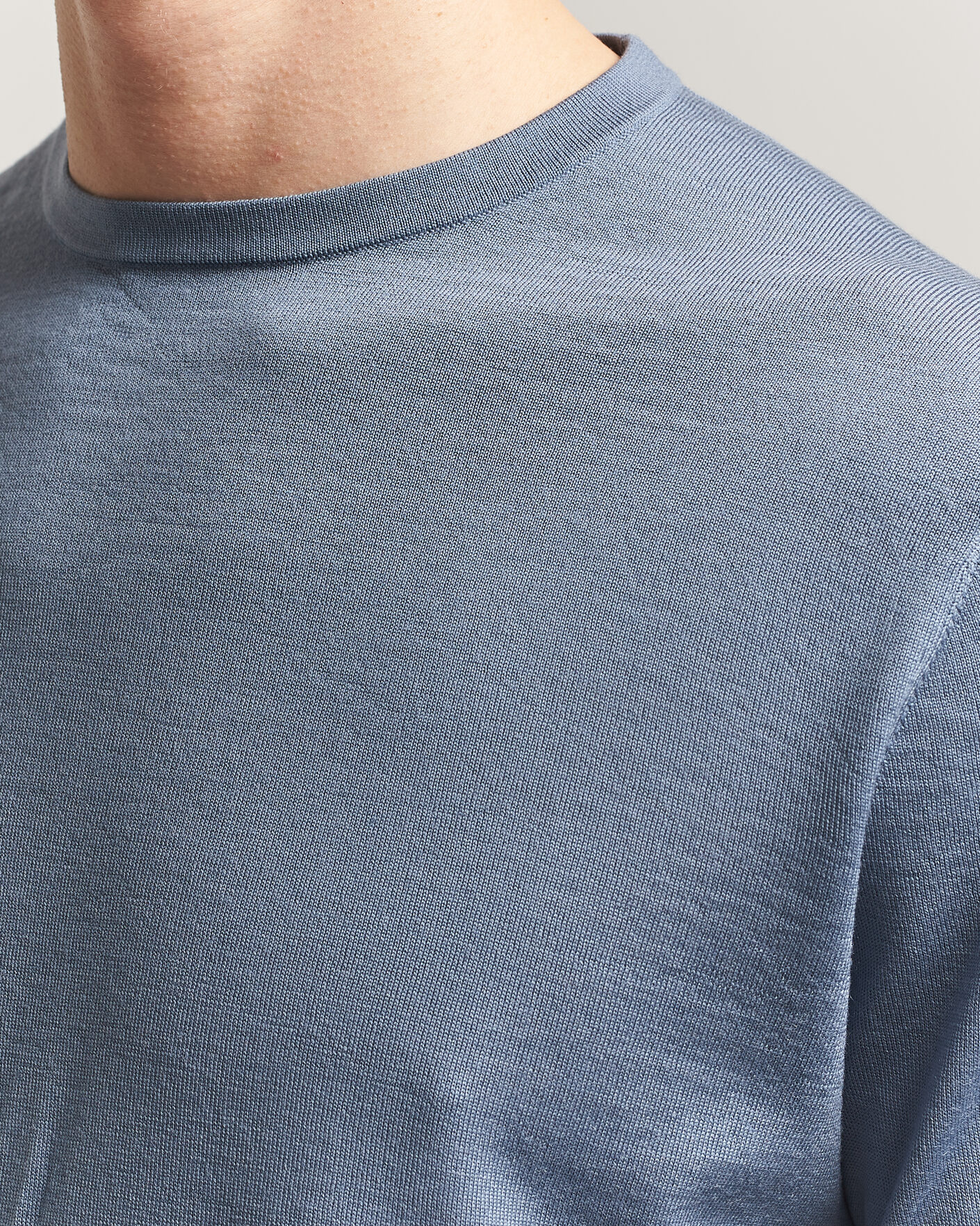 Herre | Gensere | Tiger of Sweden | Connor Merino Knitted Crew Neck Dull Blue