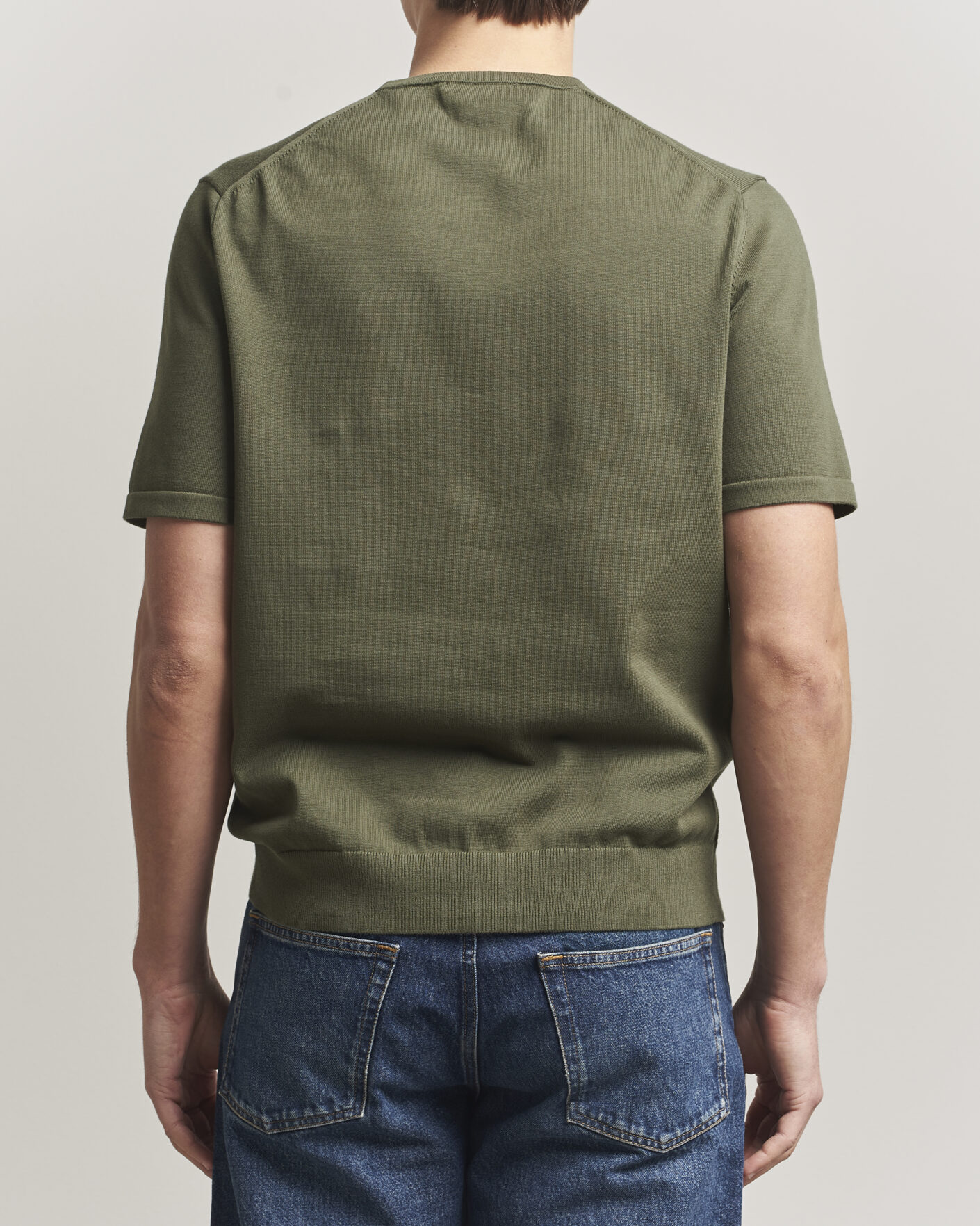 Herre | T-Shirts | Tiger of Sweden | Connor Cotton Knitted T-Shirt Kalamata Green