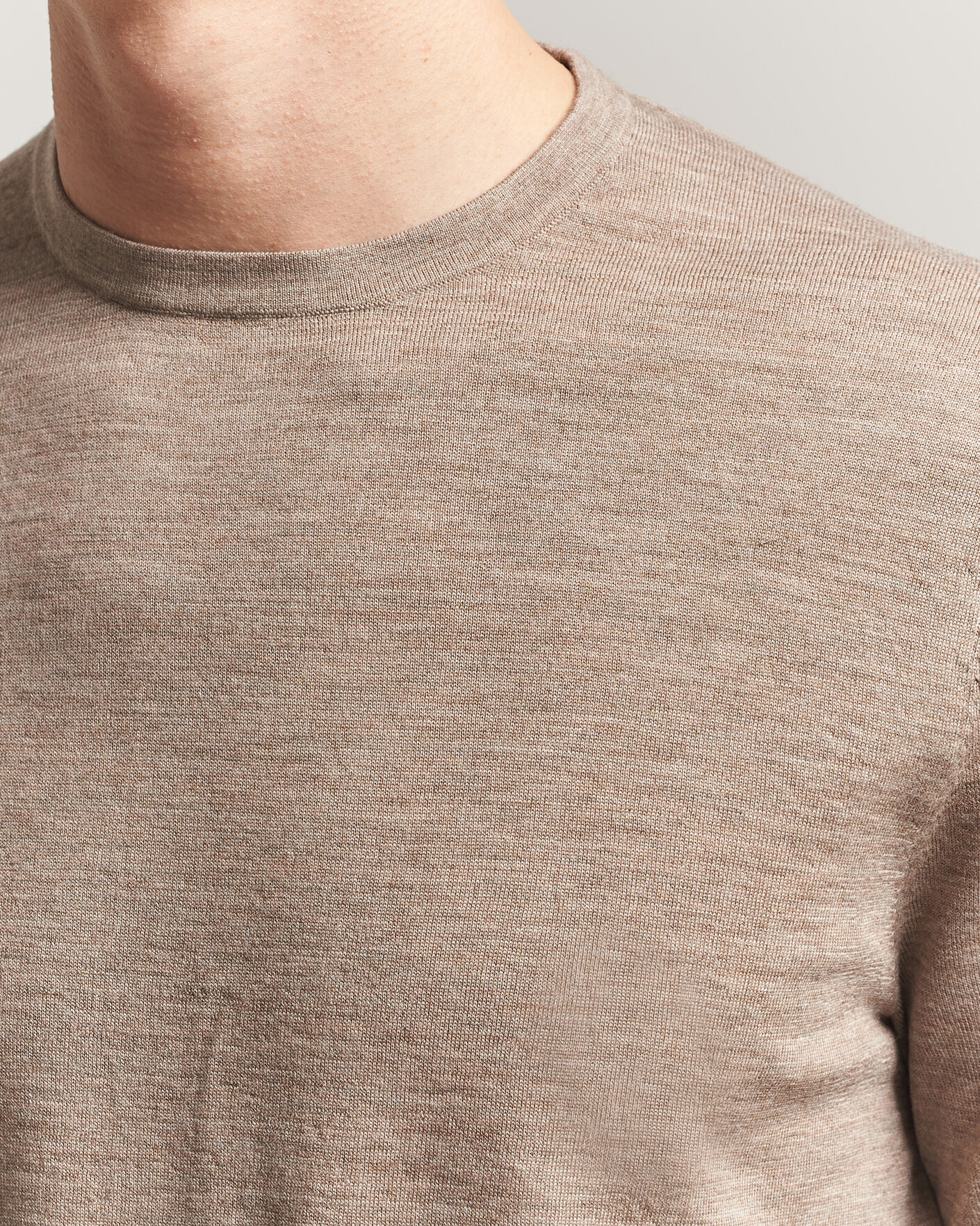 Herre | T-Shirts | Tiger of Sweden | Connor Merino Knitted T-Shirt Beige Melange