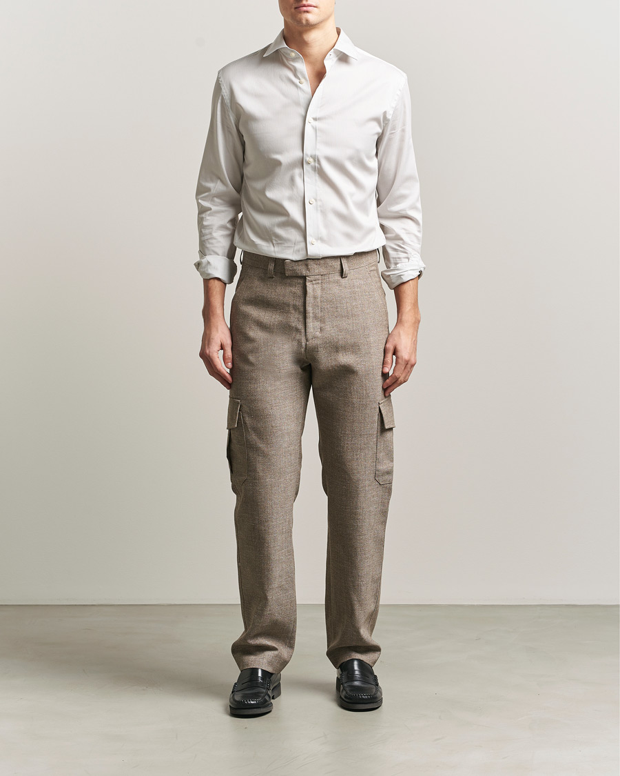 Herre | Bukser | Tiger of Sweden | Mend Wool/Linen Cargo Trousers Sawgrass Brown