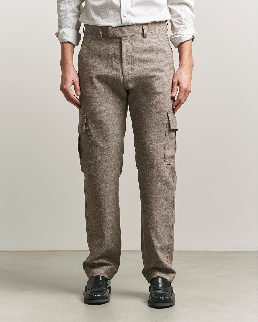 Herre | Bukser | Tiger of Sweden | Mend Wool/Linen Cargo Trousers Sawgrass Brown