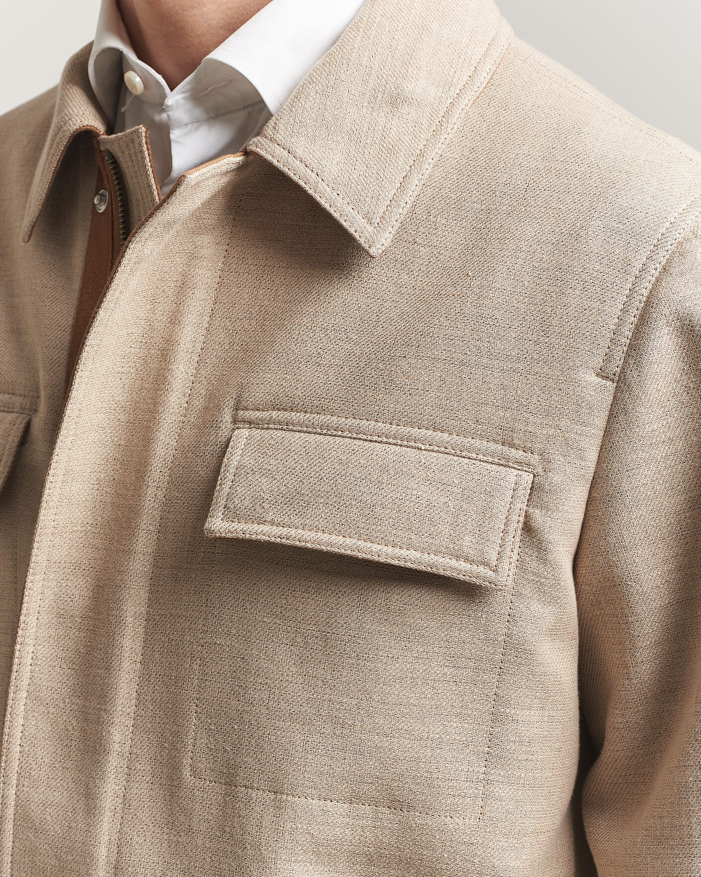 Herre | Jakker | Tiger of Sweden | Sandser Cotton/Linen Field Jacket Soft Latte