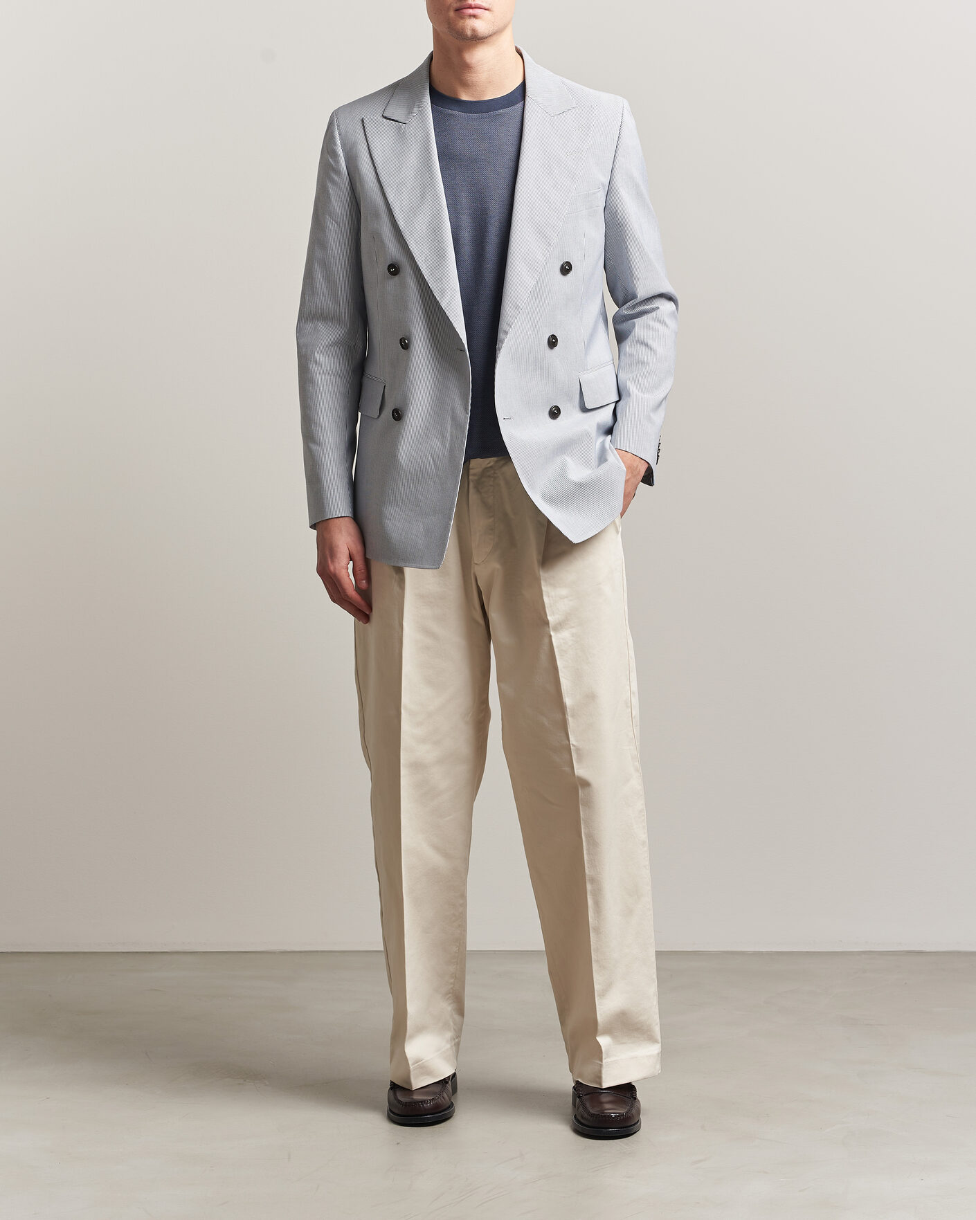 Herre | Dressjakker | Tiger of Sweden | Ease Cotton Double Breasted Blazer Thunder Blue