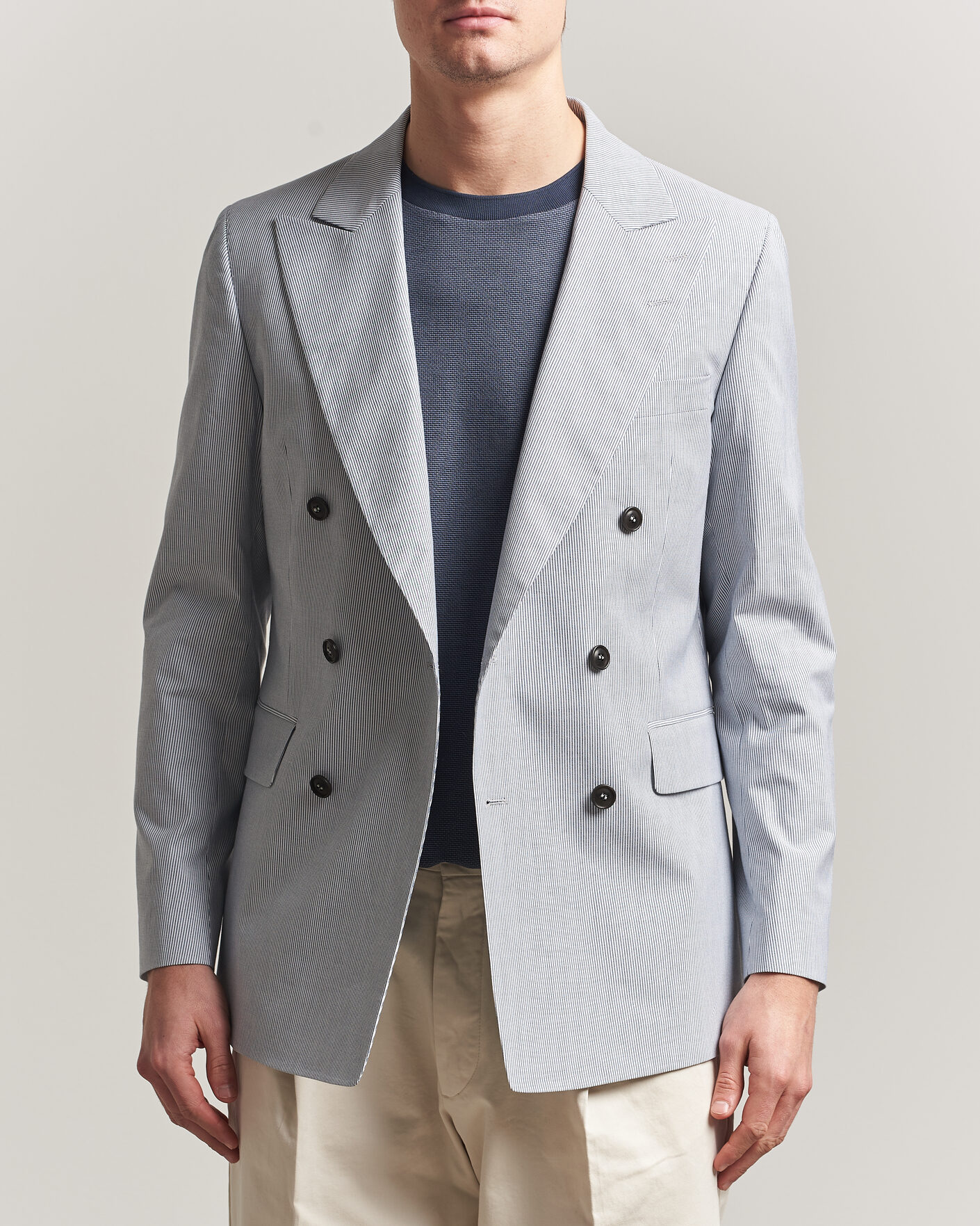 Herre | Dressjakker | Tiger of Sweden | Ease Cotton Double Breasted Blazer Thunder Blue