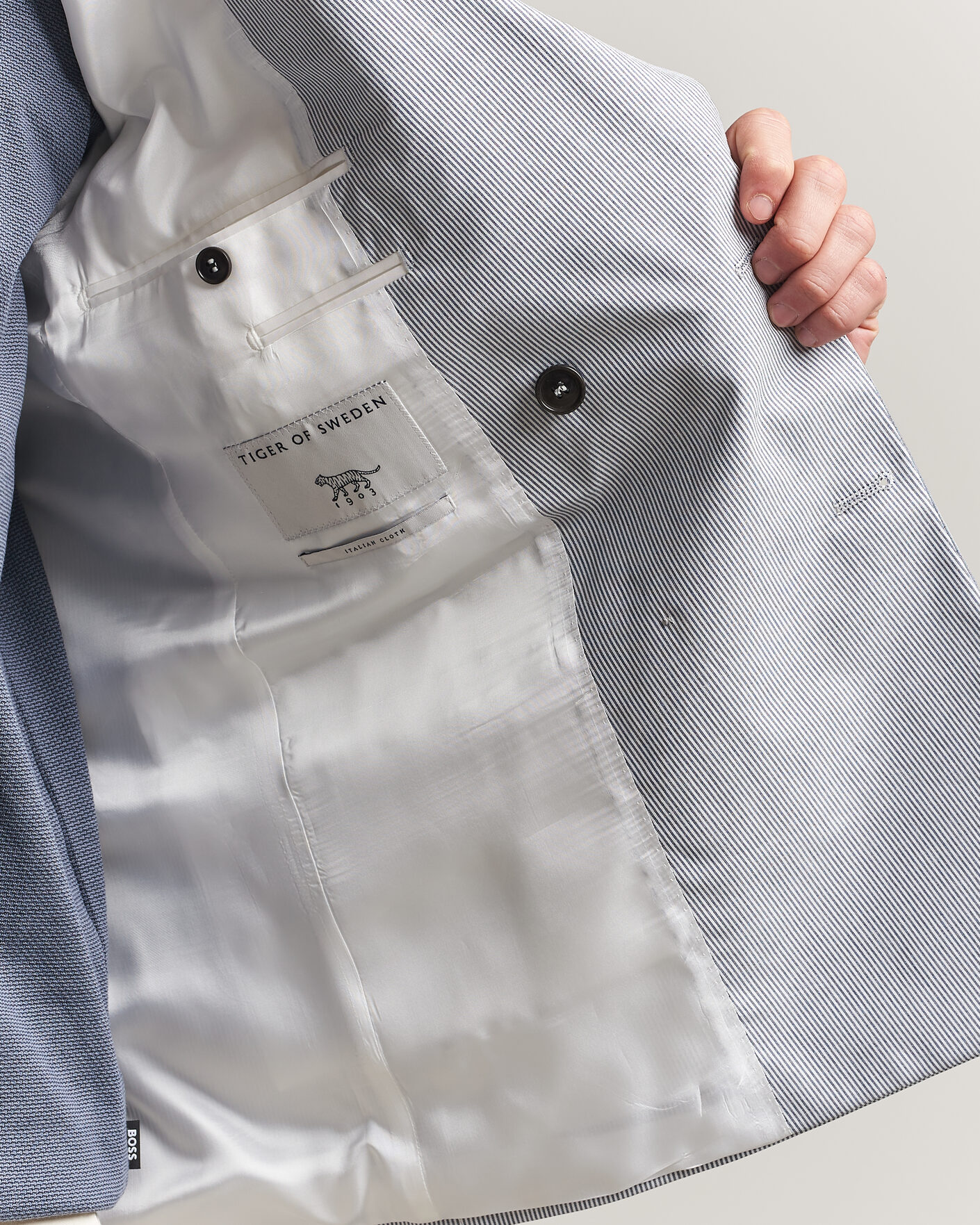 Herre | Dressjakker | Tiger of Sweden | Ease Cotton Double Breasted Blazer Thunder Blue