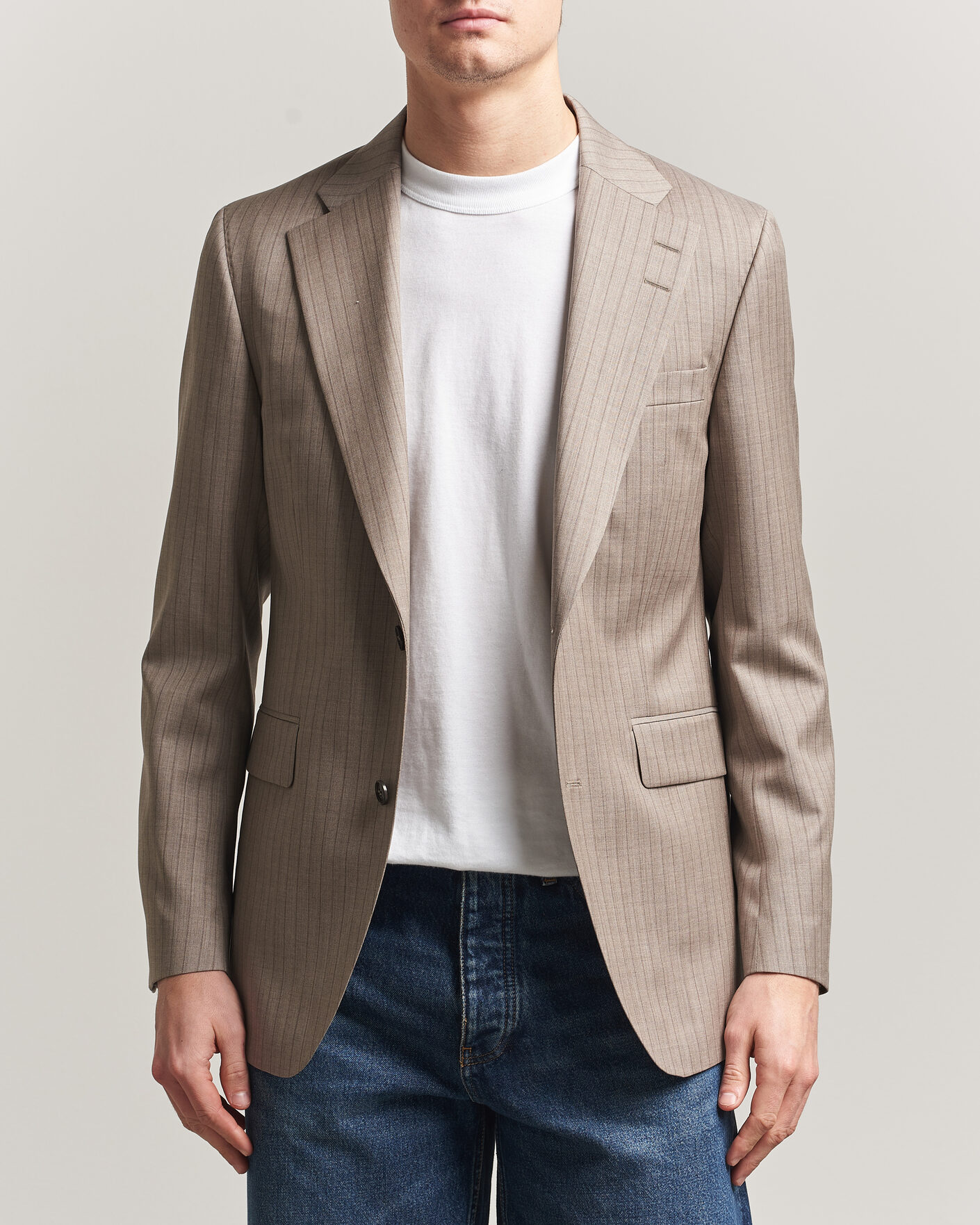 Herre | Dressjakker | Tiger of Sweden | Ease Wool Pinstriped Blazer Clay