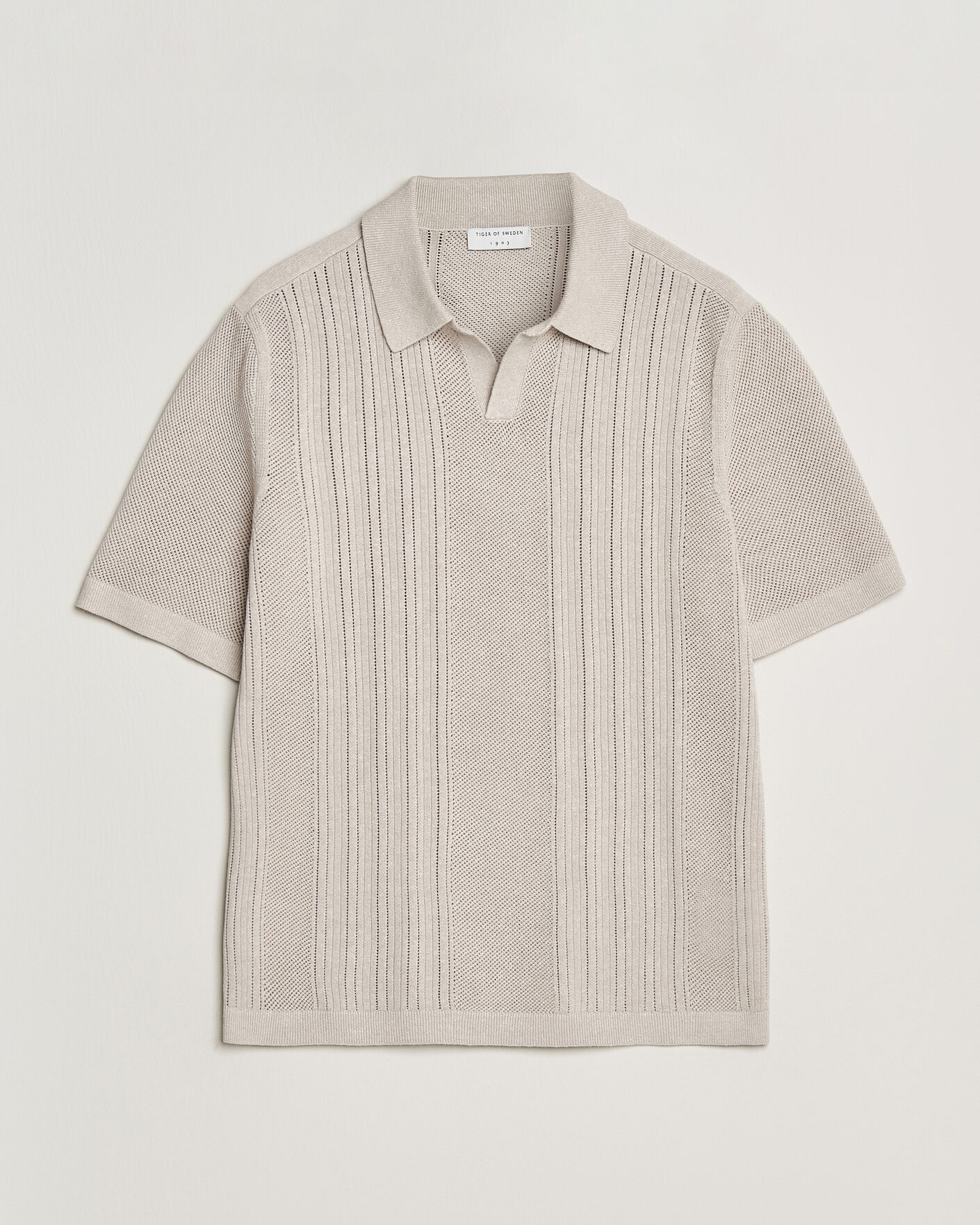 Herre | Pikéer | Tiger of Sweden | Eoin Wool/Linen Knitted Polo Ivory