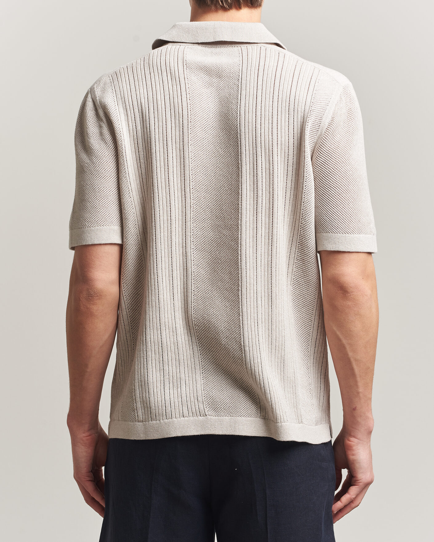 Herre | Pikéer | Tiger of Sweden | Eoin Wool/Linen Knitted Polo Ivory