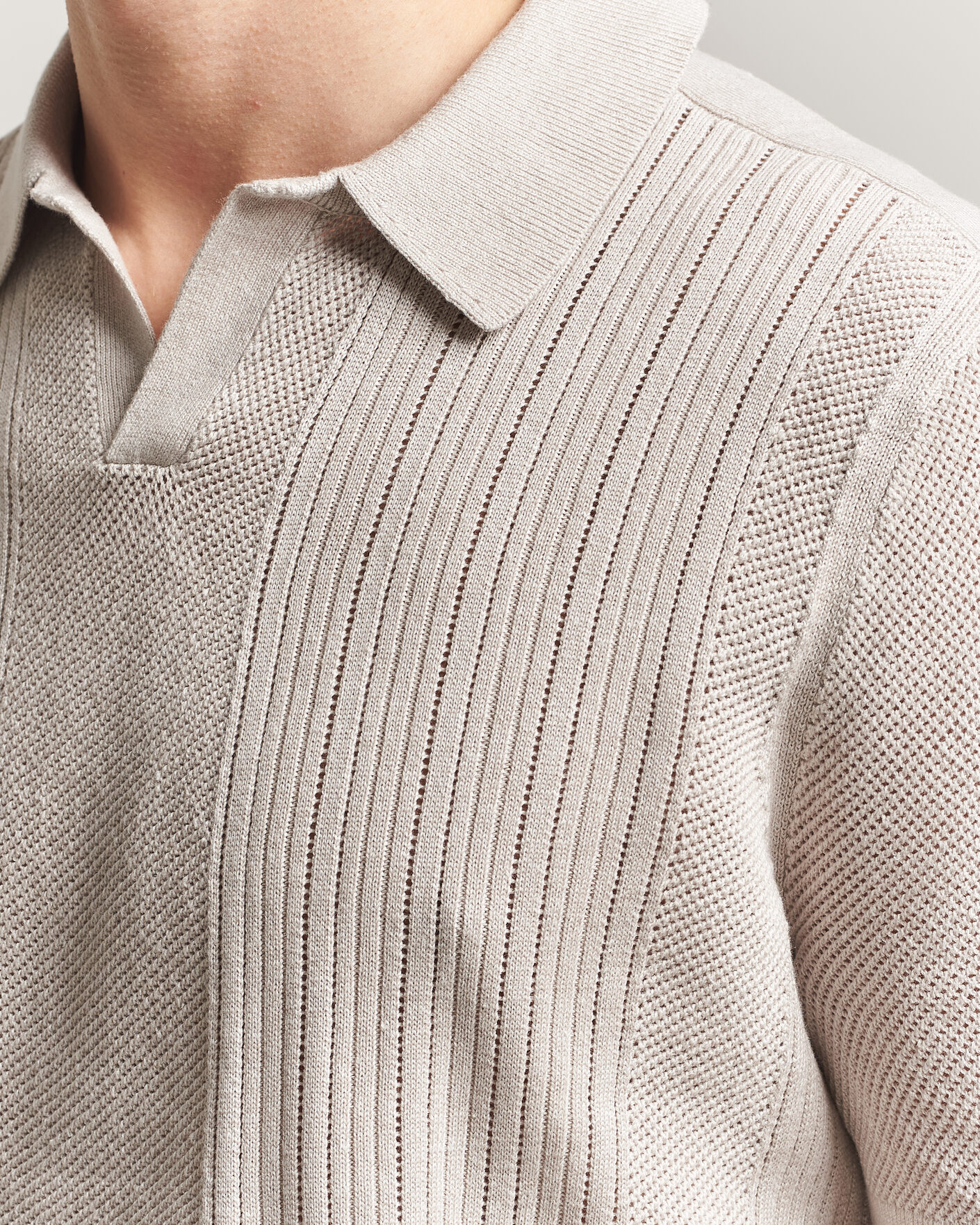 Herre | Pikéer | Tiger of Sweden | Eoin Wool/Linen Knitted Polo Ivory