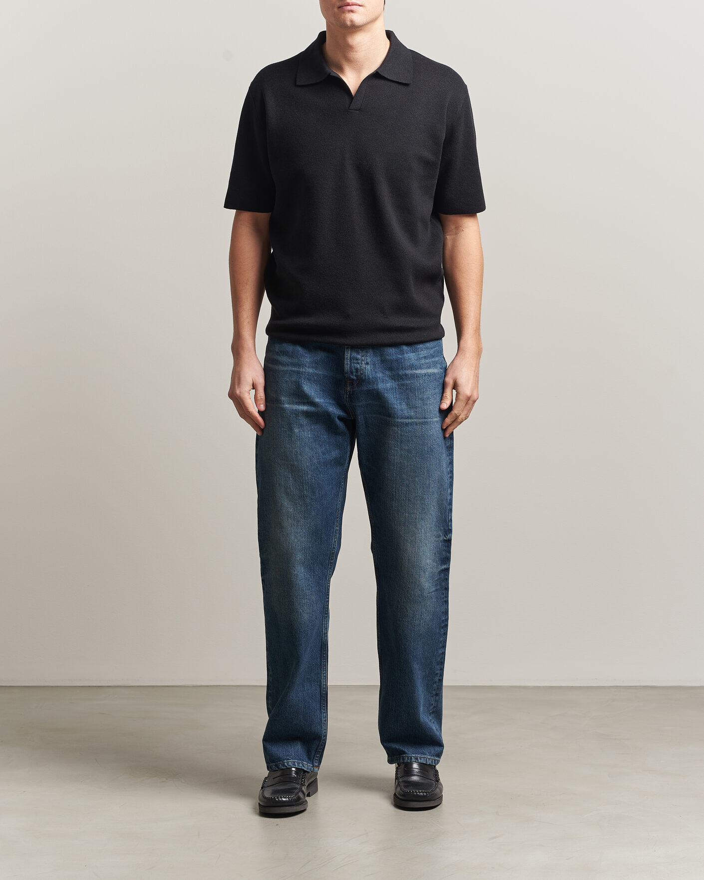 Herre | Pikéer | Tiger of Sweden | Maelon Cotton/Linen Knitted Polo Black