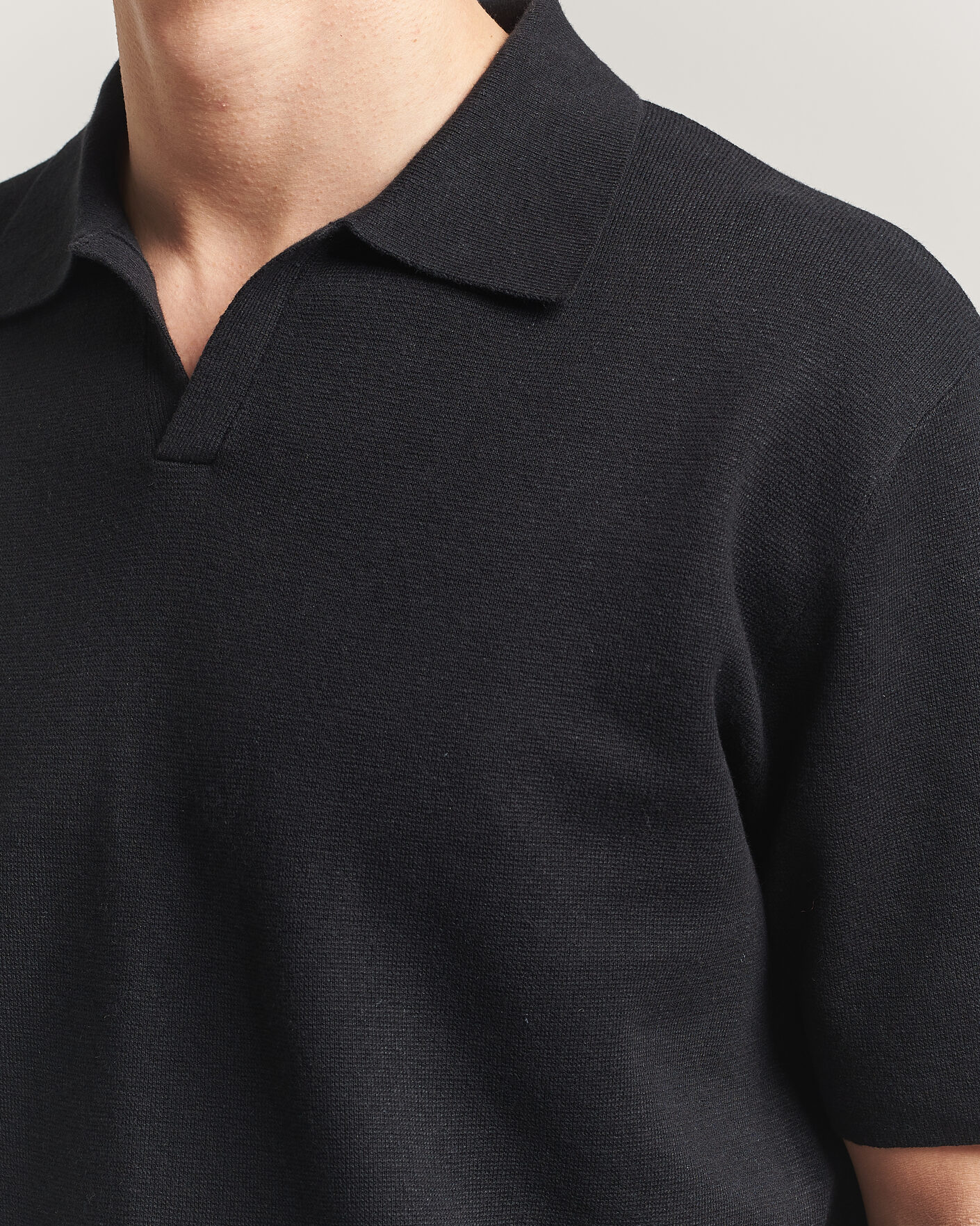 Herre | Pikéer | Tiger of Sweden | Maelon Cotton/Linen Knitted Polo Black