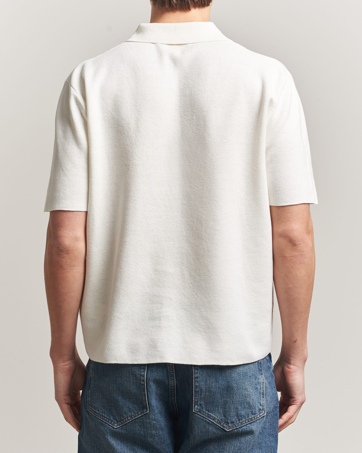 Herre | Pikéer | Tiger of Sweden | Maelon Cotton/Linen Knitted Polo Pure White