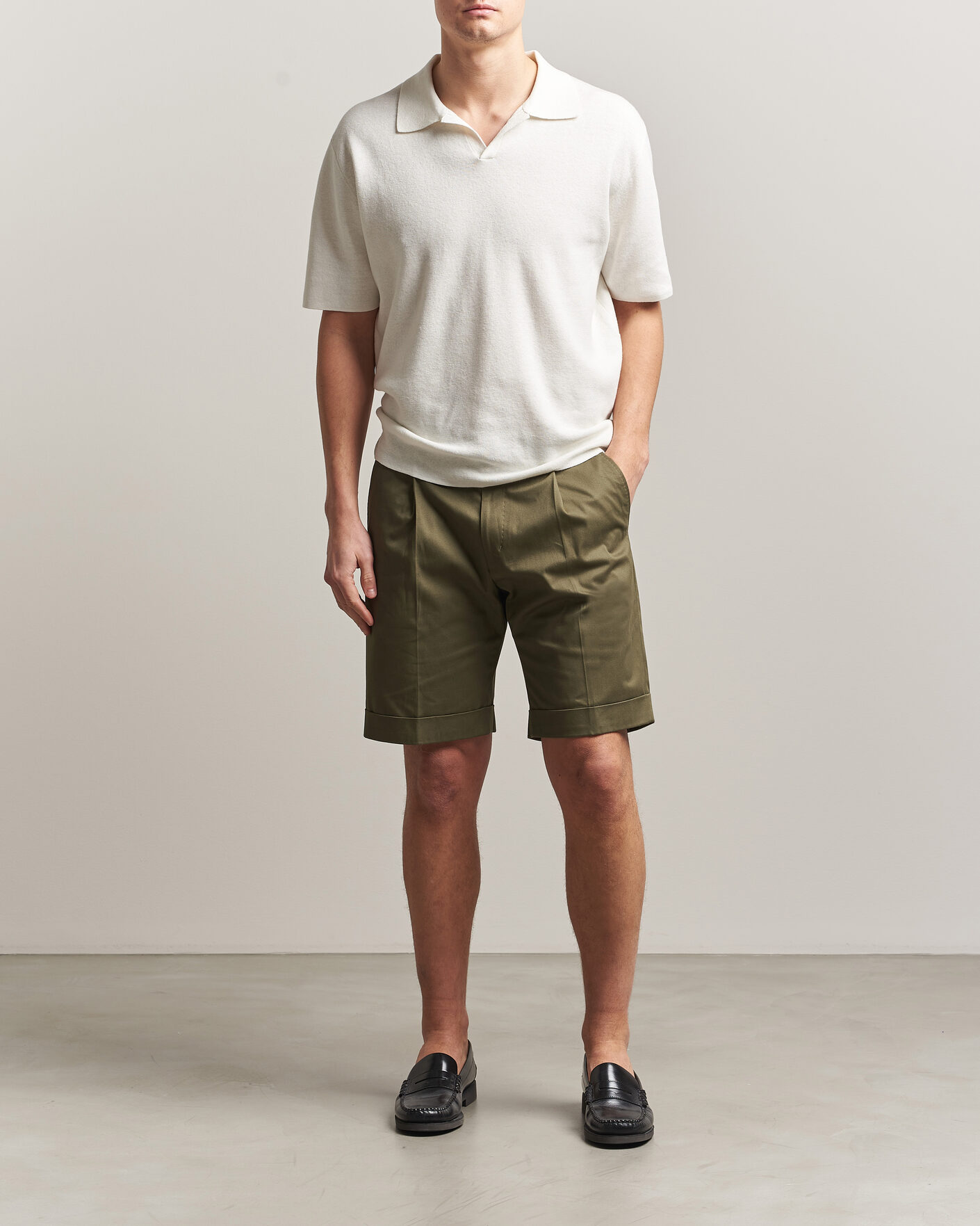 Herre | Shorts | Tiger of Sweden | Tenut Cotton Chino Shorts Kalamata Green