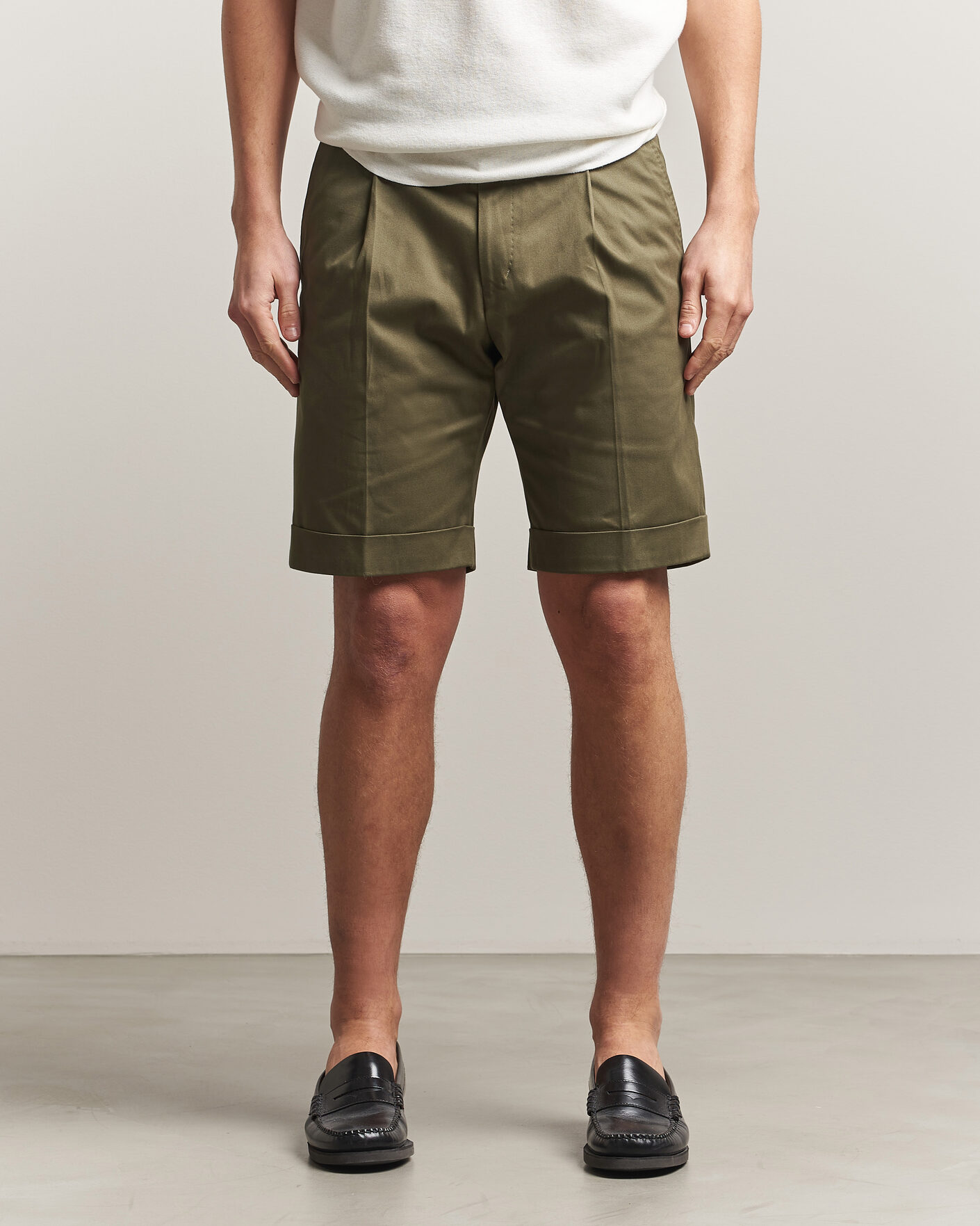 Herre | Shorts | Tiger of Sweden | Tenut Cotton Chino Shorts Kalamata Green