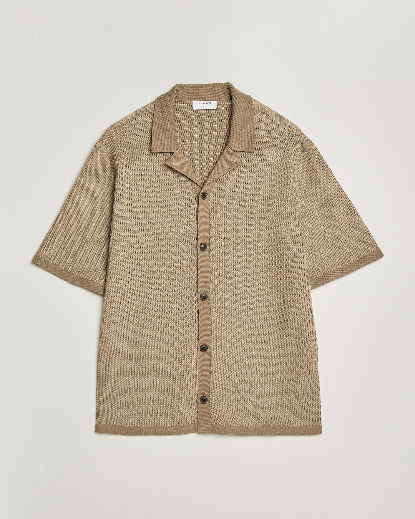 Herre | Skjorter | Tiger of Sweden | River Knitted Short Sleeve Shirt Umber Brown