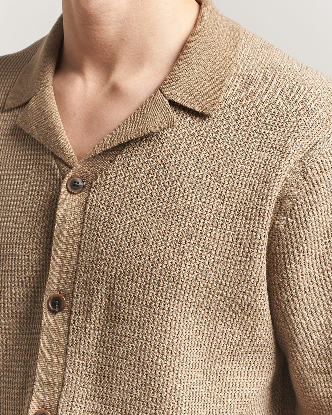 Herre | Skjorter | Tiger of Sweden | River Knitted Short Sleeve Shirt Umber Brown