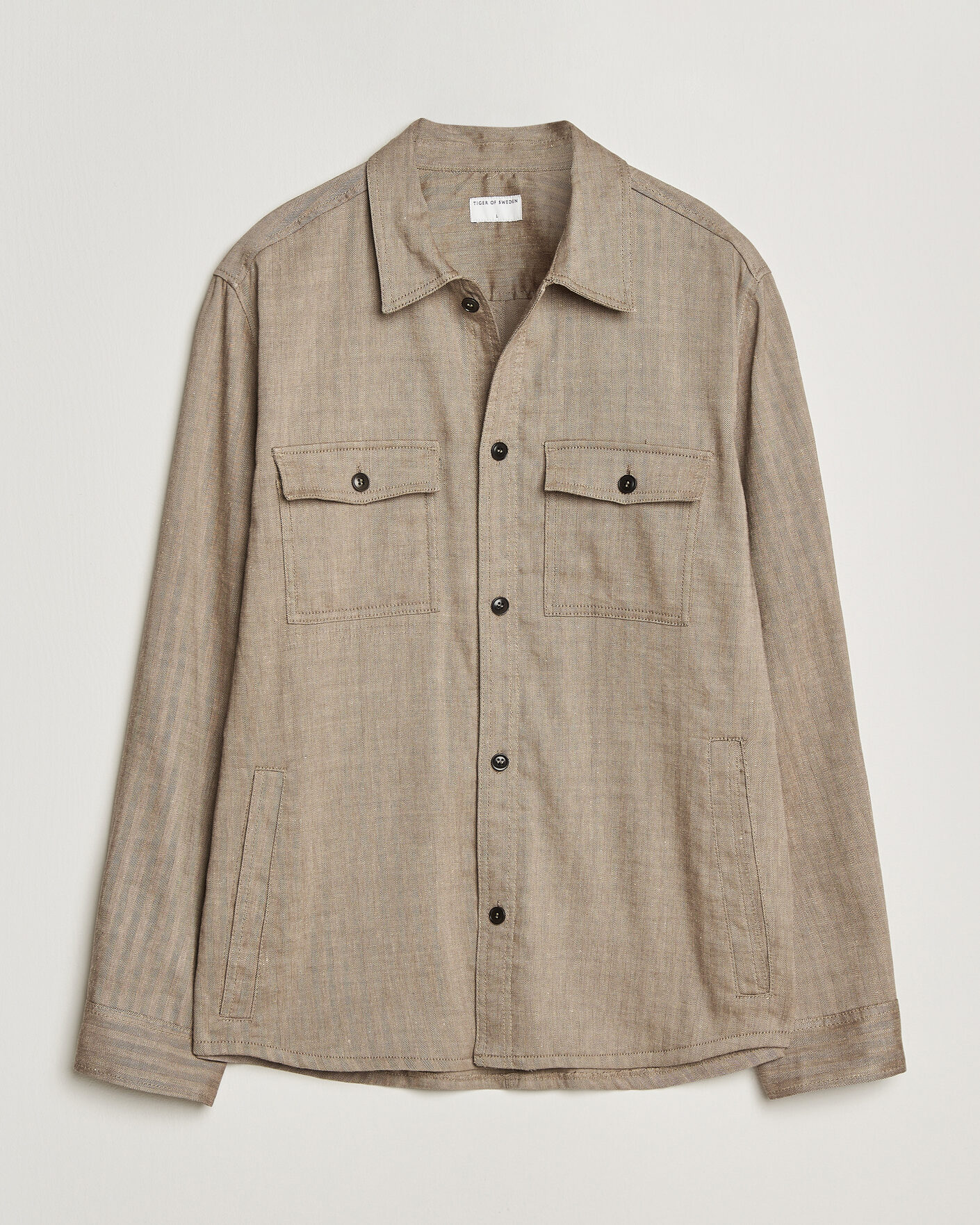 Herre | Skjorter | Tiger of Sweden | Bishop Linen Overshirt Vintage Beige