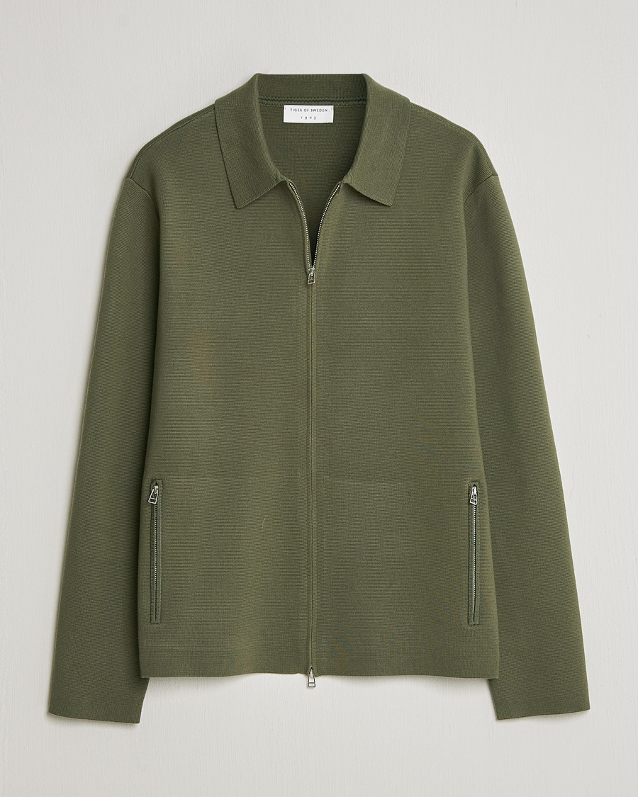 Herre | Gensere | Tiger of Sweden | Celyn Knitted Full Zip Kalamata Green