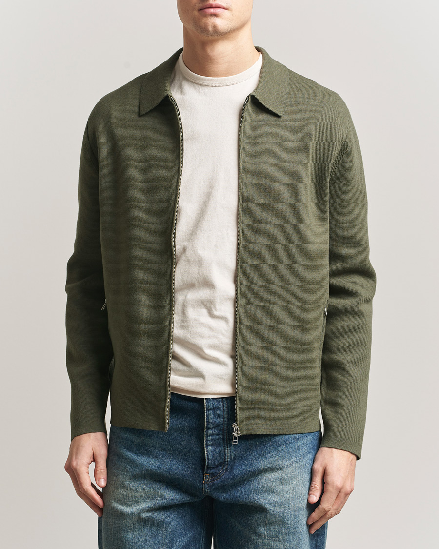 Herre | Gensere | Tiger of Sweden | Celyn Knitted Full Zip Kalamata Green