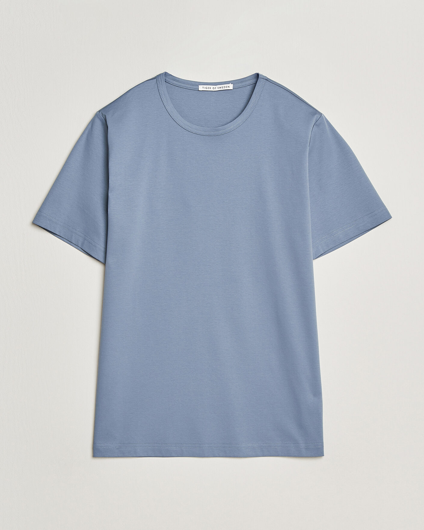 Herre | T-Shirts | Tiger of Sweden | Olaf Mercerized Cotton T-Shirt Dull Blue