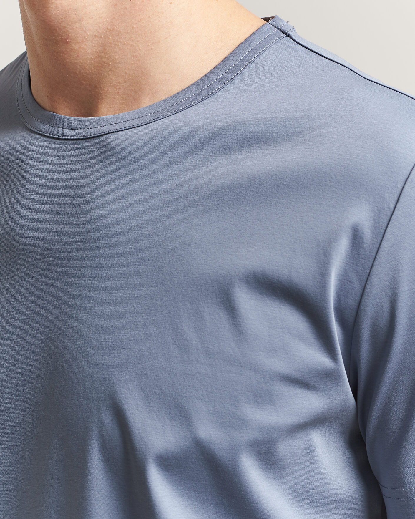 Herre | T-Shirts | Tiger of Sweden | Olaf Mercerized Cotton T-Shirt Dull Blue