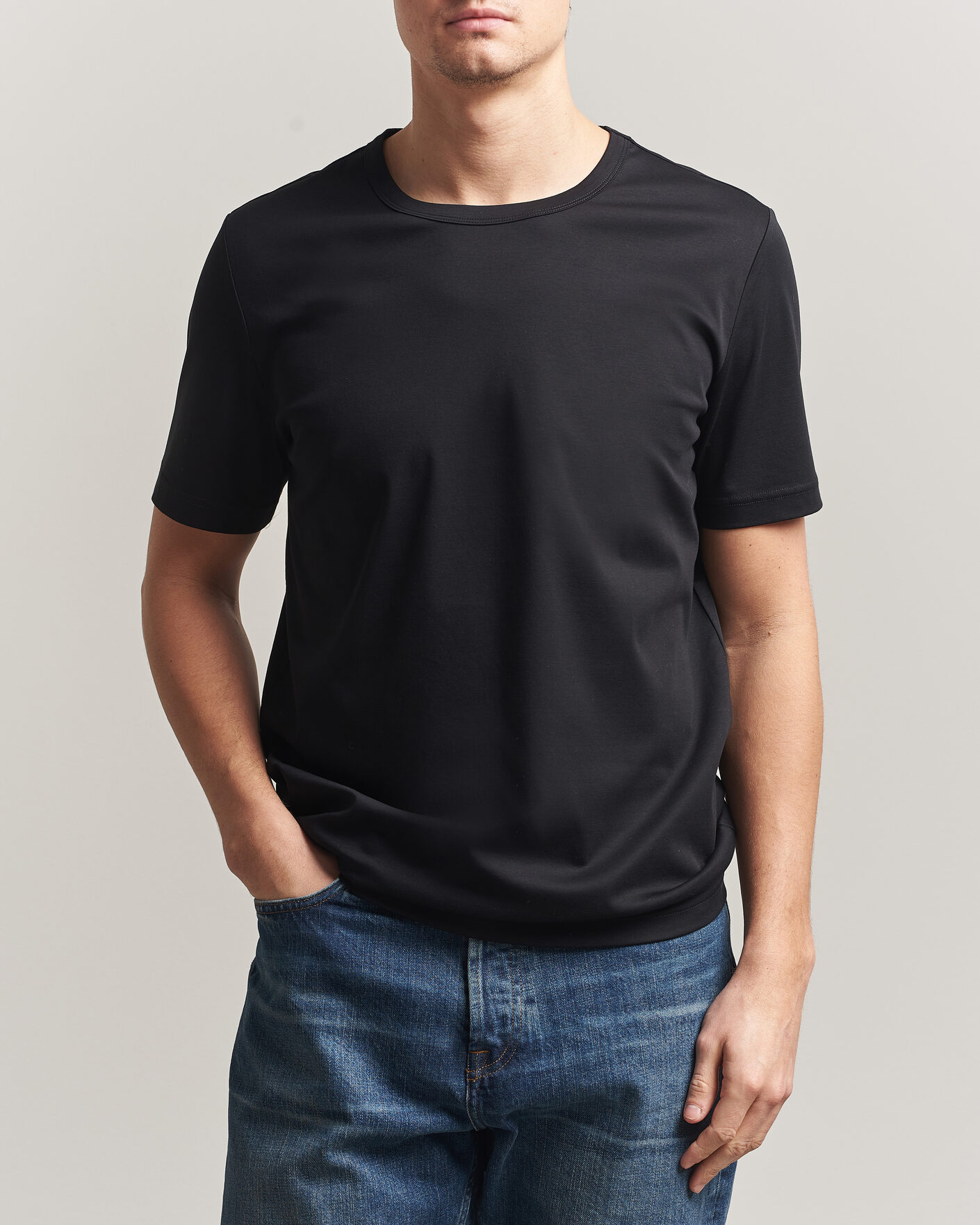 Herre | T-Shirts | Tiger of Sweden | Olaf Mercerized Cotton T-Shirt Black