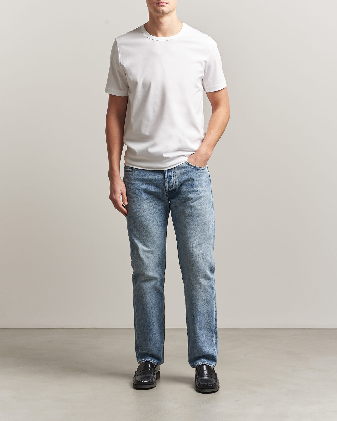 Herre | T-Shirts | Tiger of Sweden | Olaf Mercerized Cotton T-Shirt Pure White