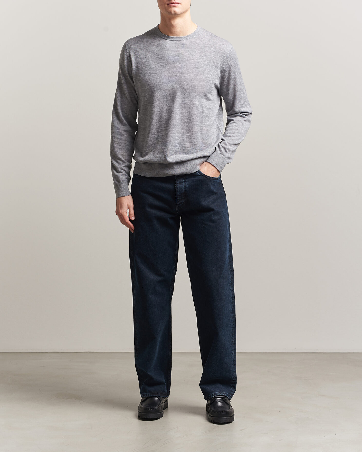Herre | Gensere | Tiger of Sweden | Connor Crew Neck Pullover Grey Melange