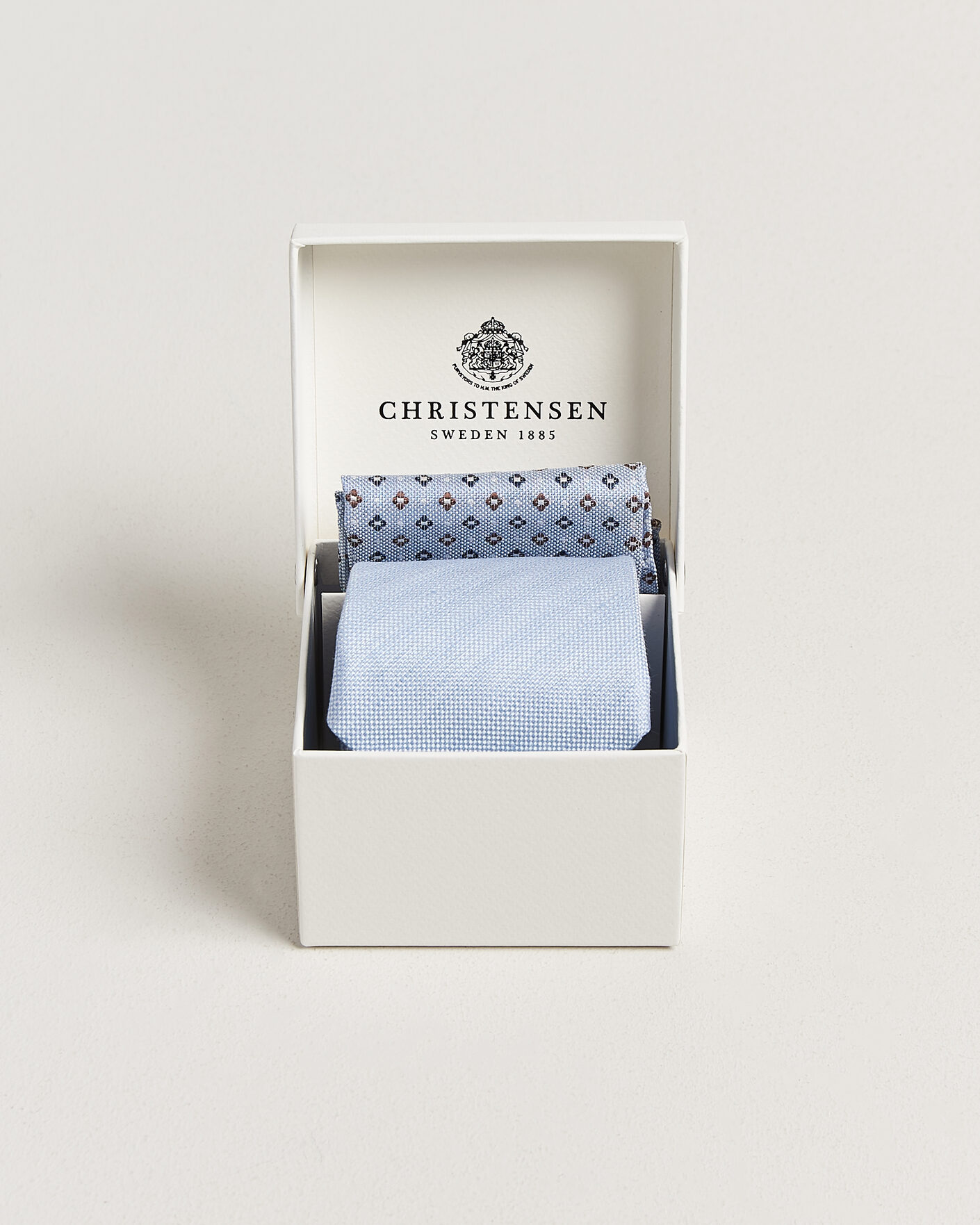 Herre | Slips | Amanda Christensen | Box Set Printed Silk 8cm Tie With Pocket Square Blue