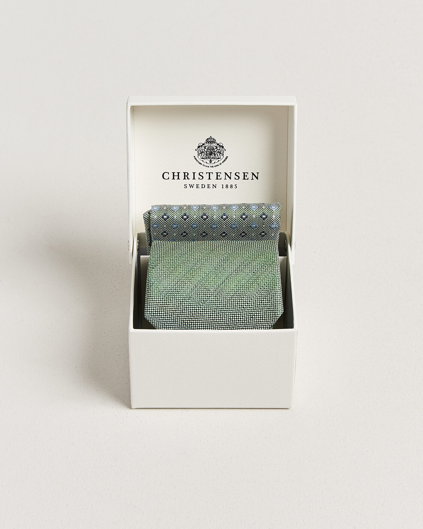 Herre | Slips | Amanda Christensen | Box Set Printed Silk 8cm Tie With Pocket Square Green