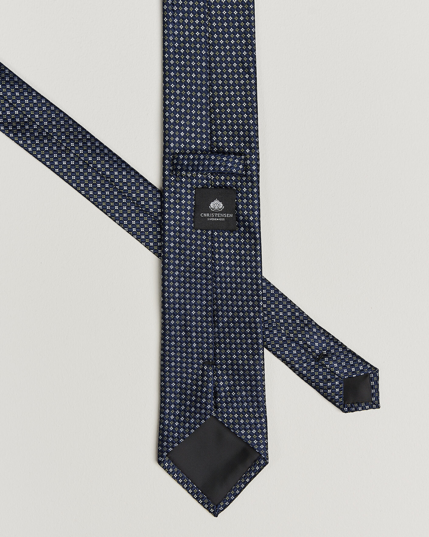 Herre | Slips | Amanda Christensen | Box Set Printed Silk 8cm Tie With Pocket Square Navy/Green