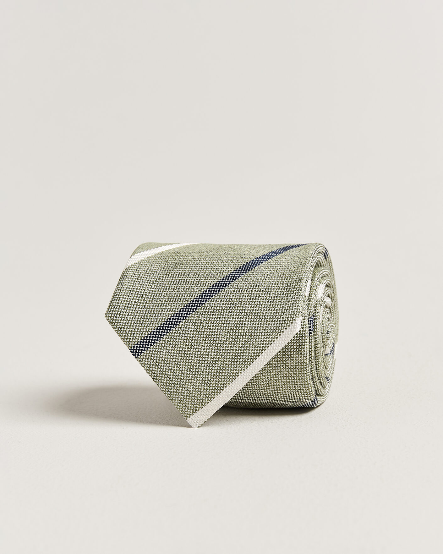 Herre | Slips | Amanda Christensen | Silk/Linen 8cm Striped Tie Green