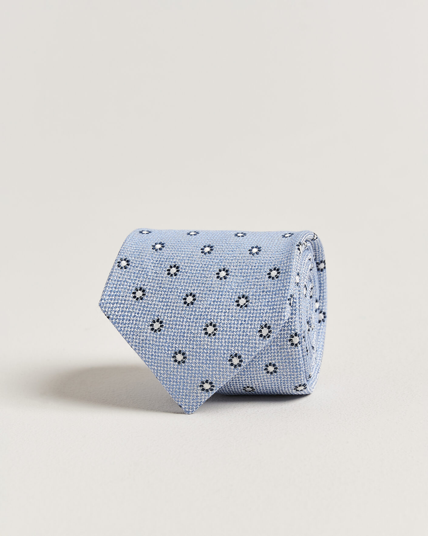 Herre | Slips | Amanda Christensen | Silk/Linen 8cm Flower Tie Blue