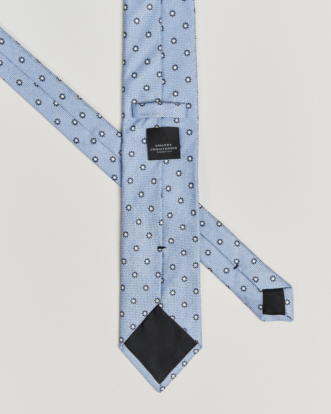 Herre | Slips | Amanda Christensen | Silk/Linen 8cm Flower Tie Blue