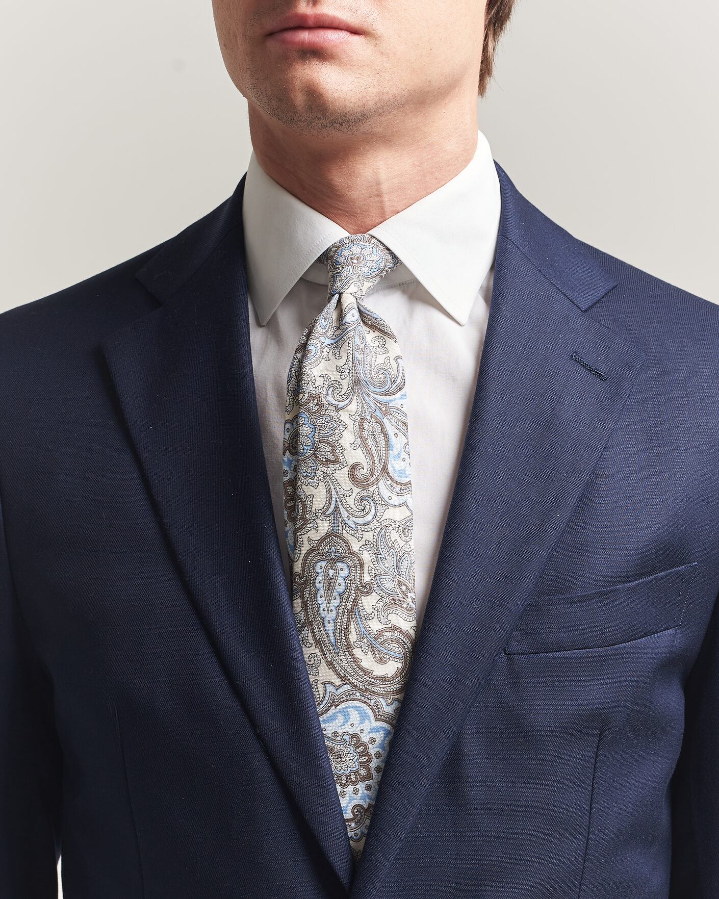 Herre | Slips | Amanda Christensen | Linen 8cm Paisley Tie Cream