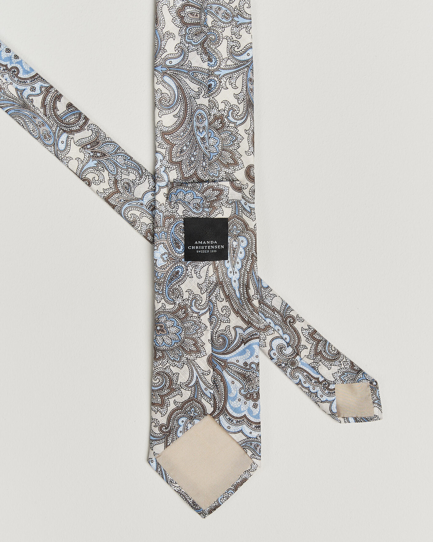 Herre | Slips | Amanda Christensen | Linen 8cm Paisley Tie Cream