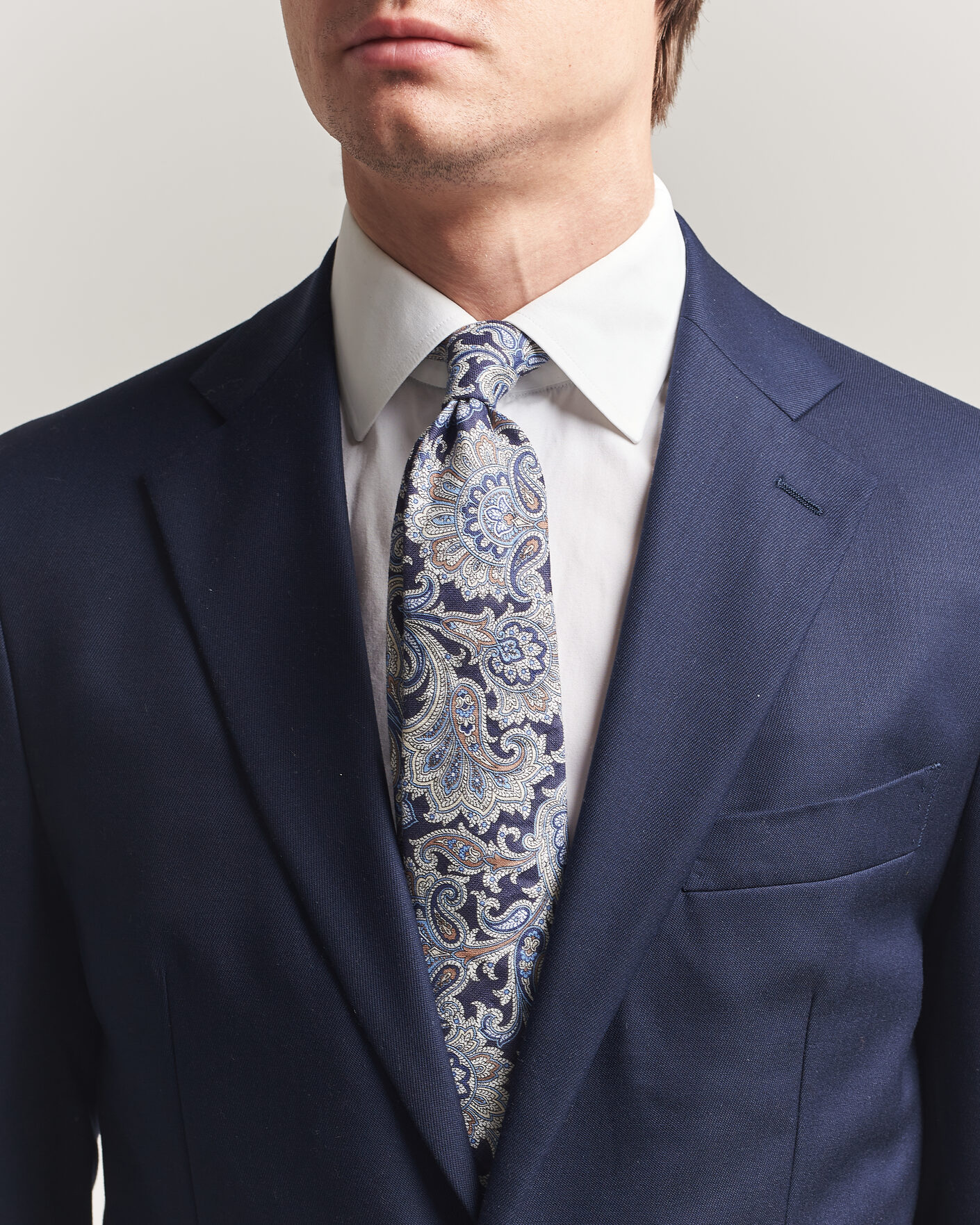 Herre | Slips | Amanda Christensen | Linen 8cm Paisley Tie Navy
