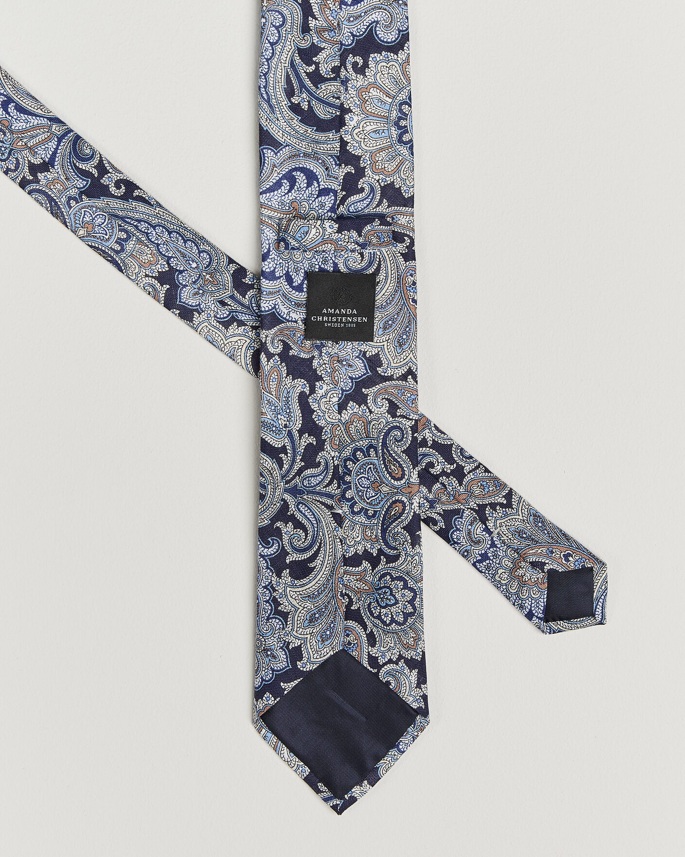Herre | Slips | Amanda Christensen | Linen 8cm Paisley Tie Navy