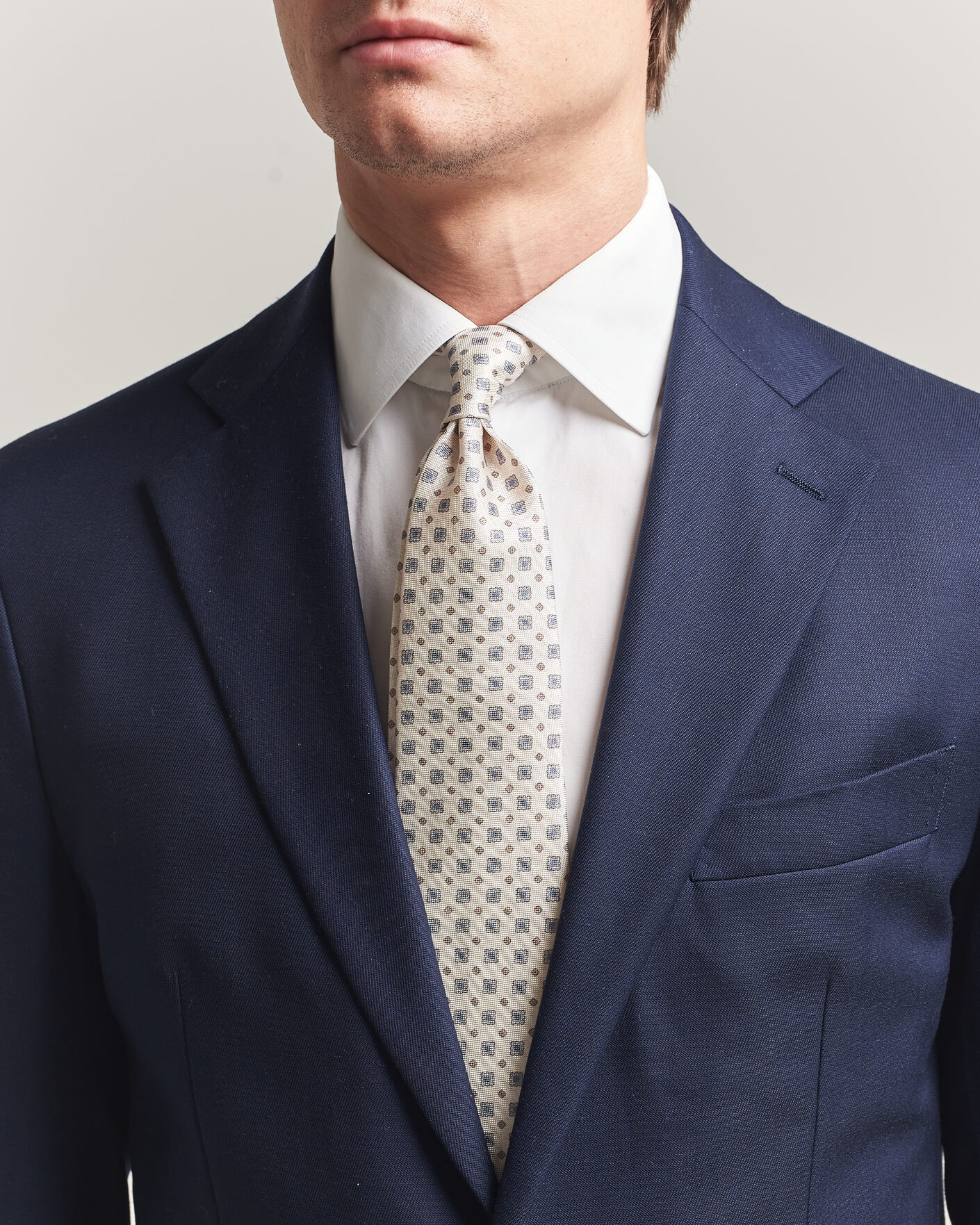 Herre | Slips | Amanda Christensen | Silk Oxford 8cm Flower Tie Cream
