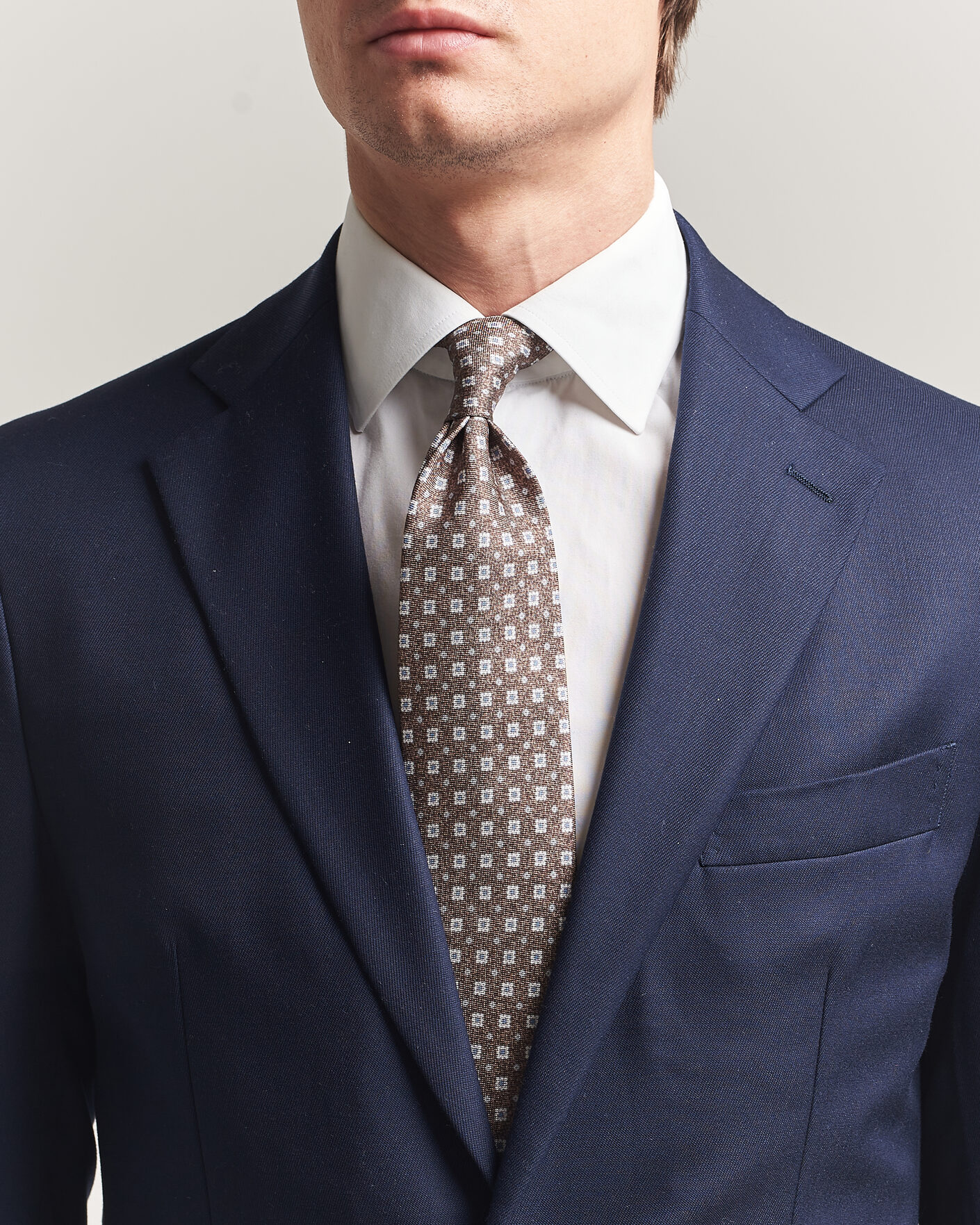 Herre | Slips | Amanda Christensen | Silk Oxford 8cm Flower Tie Brown