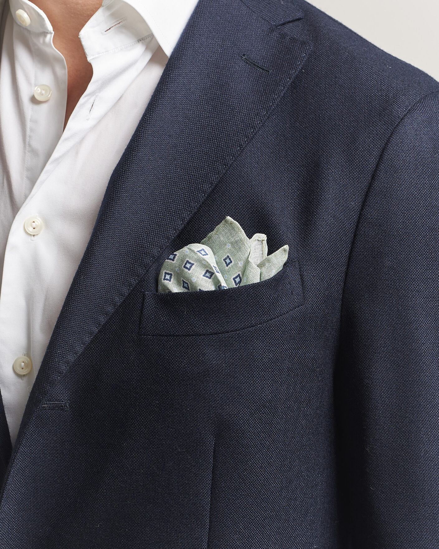 Herre | Lommetørklær | Amanda Christensen | Linen Medallion Pocket Square Green