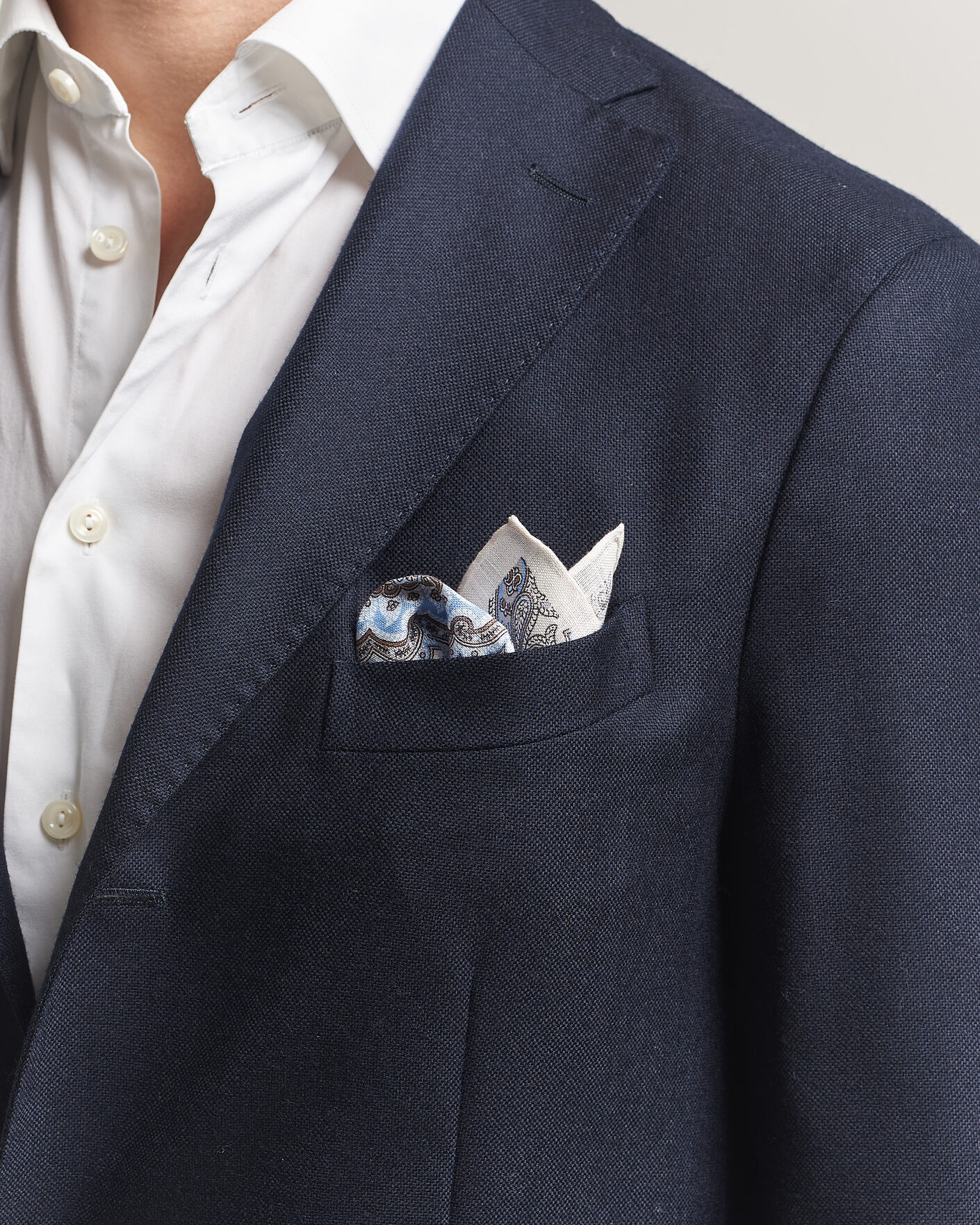 Herre | Lommetørklær | Amanda Christensen | Linen Large Paisley Pocket Square Cream
