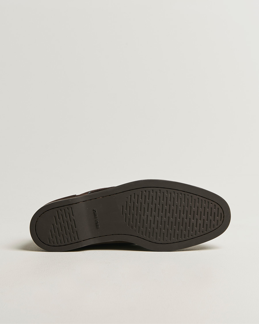 Herre | Seilersko | John Lobb | Foil Boat Shoes Dark Brown Nubuck