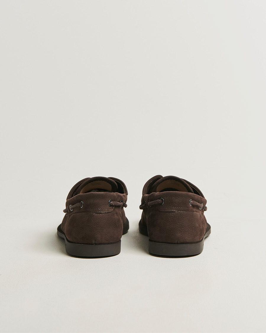 Herre | Seilersko | John Lobb | Foil Boat Shoes Dark Brown Nubuck