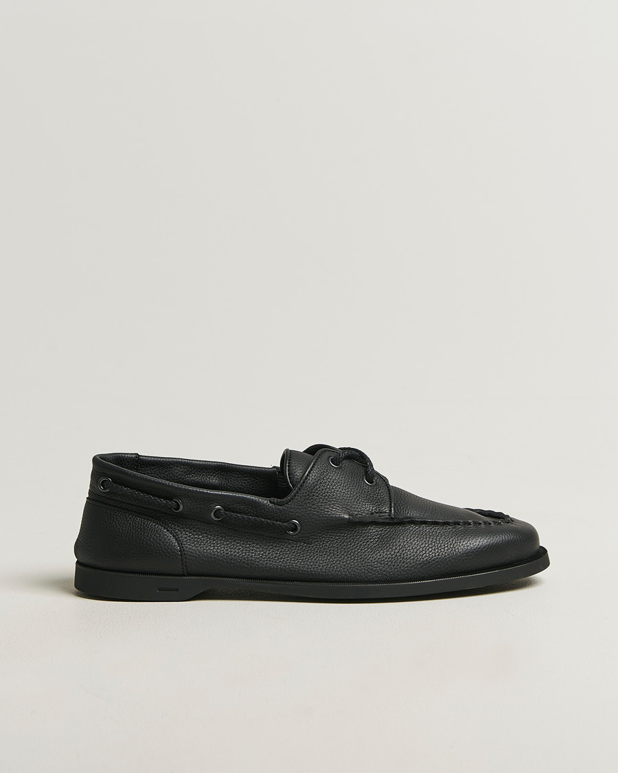 Herre | Seilersko | John Lobb | Foil Boat Shoes Black Grain