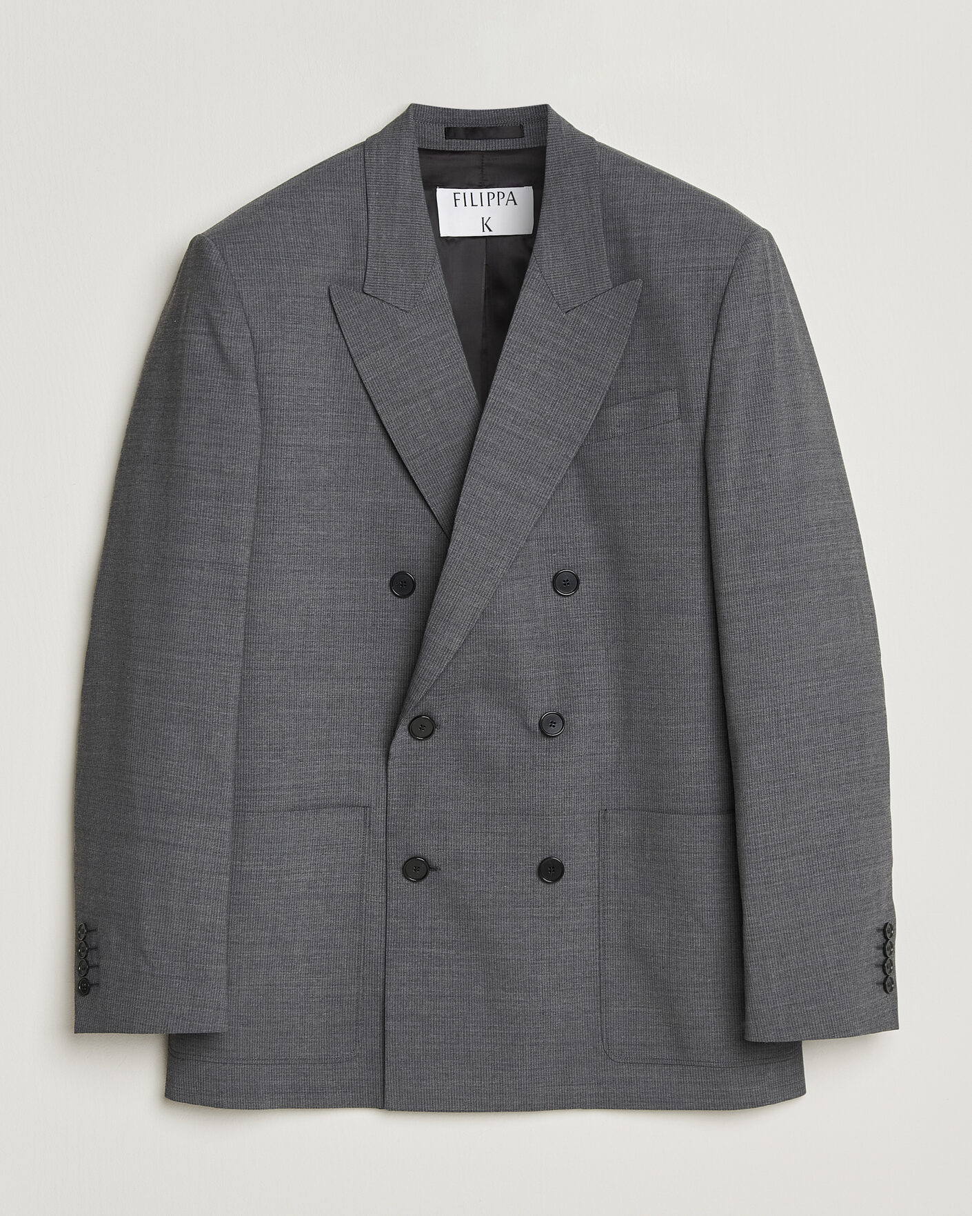 Herre | Dressjakker | Filippa K | Michael Wool Pinstriped Double Breasted Blazer Mid Grey