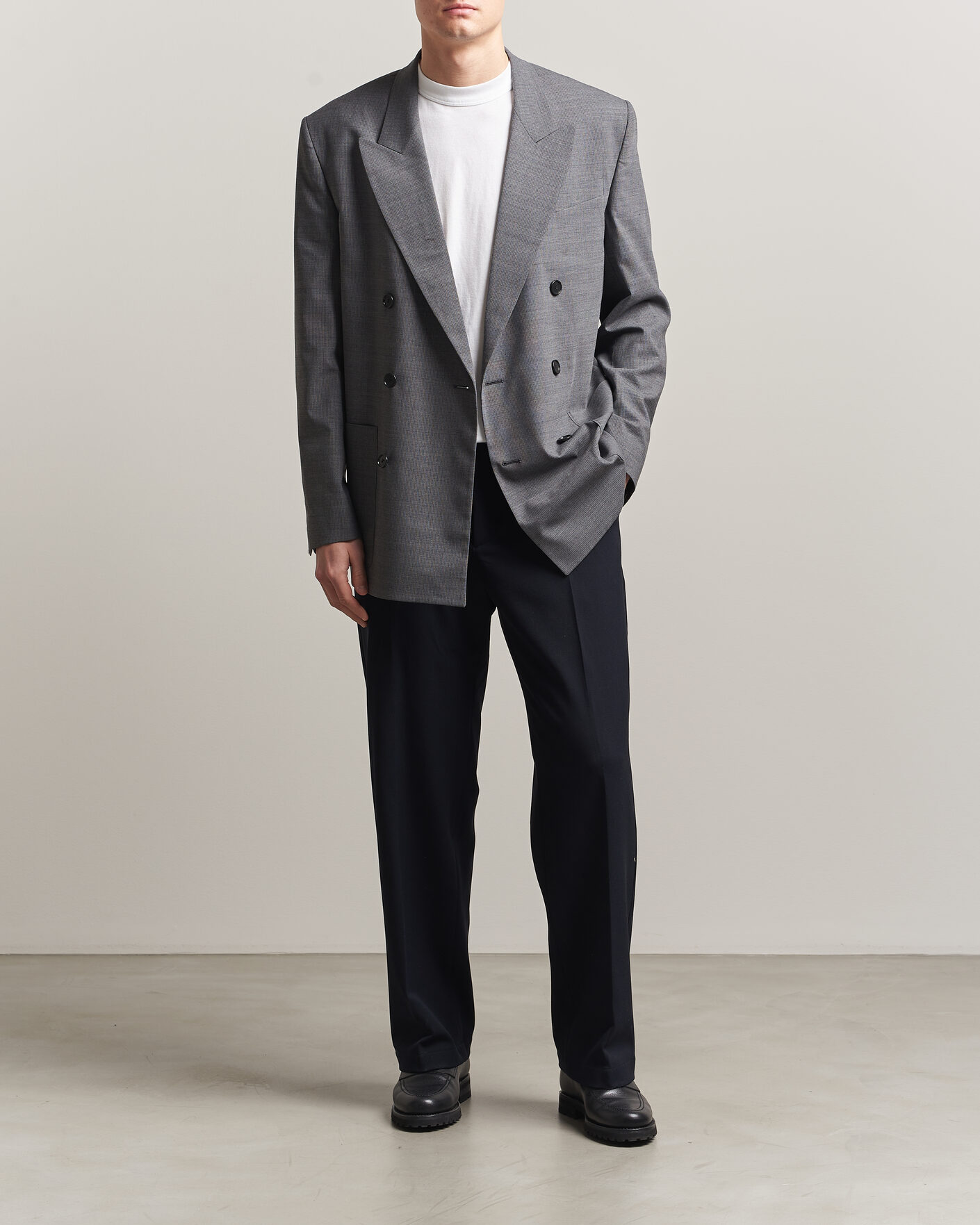 Herre | Dressjakker | Filippa K | Michael Wool Pinstriped Double Breasted Blazer Mid Grey