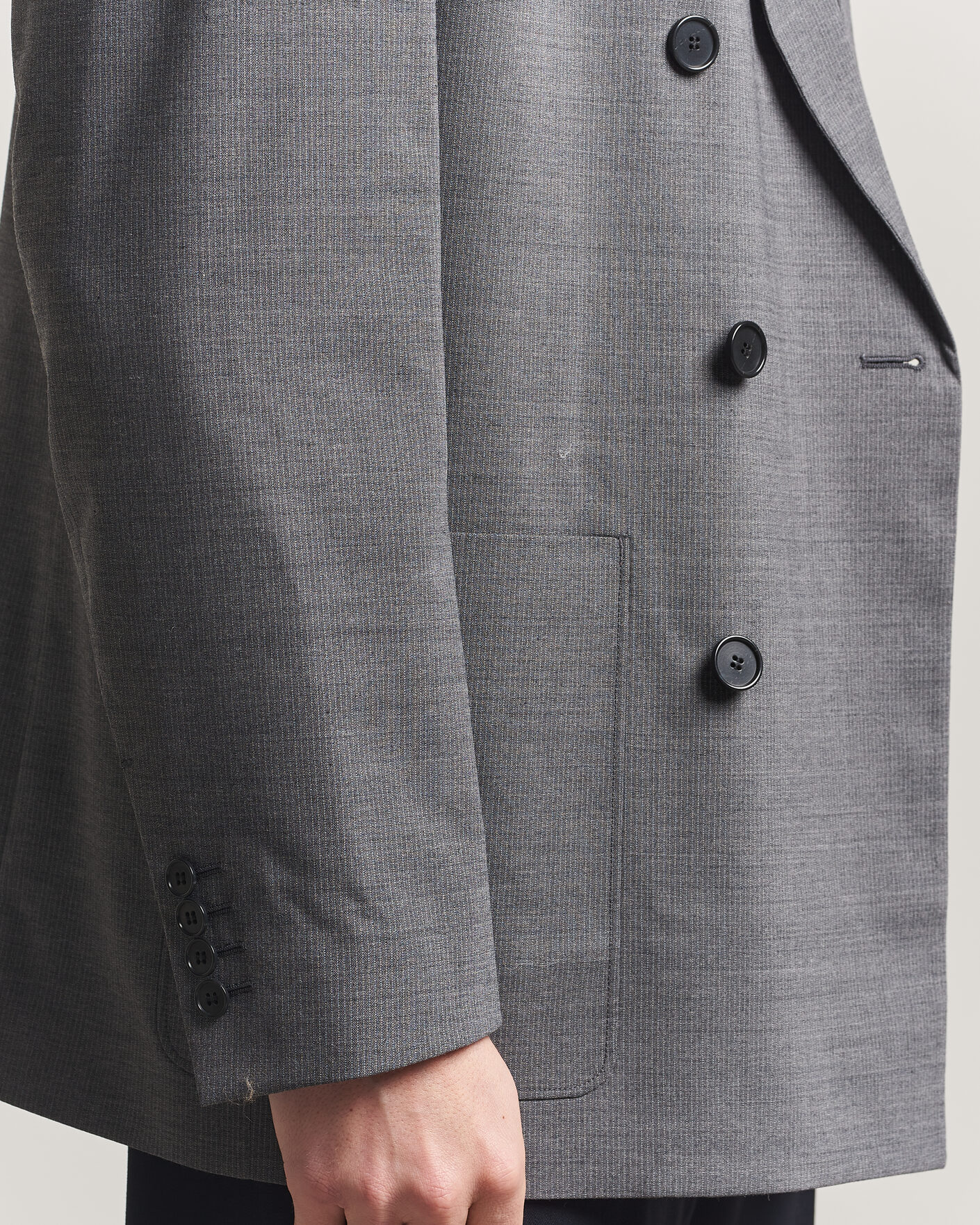 Herre | Dressjakker | Filippa K | Michael Wool Pinstriped Double Breasted Blazer Mid Grey