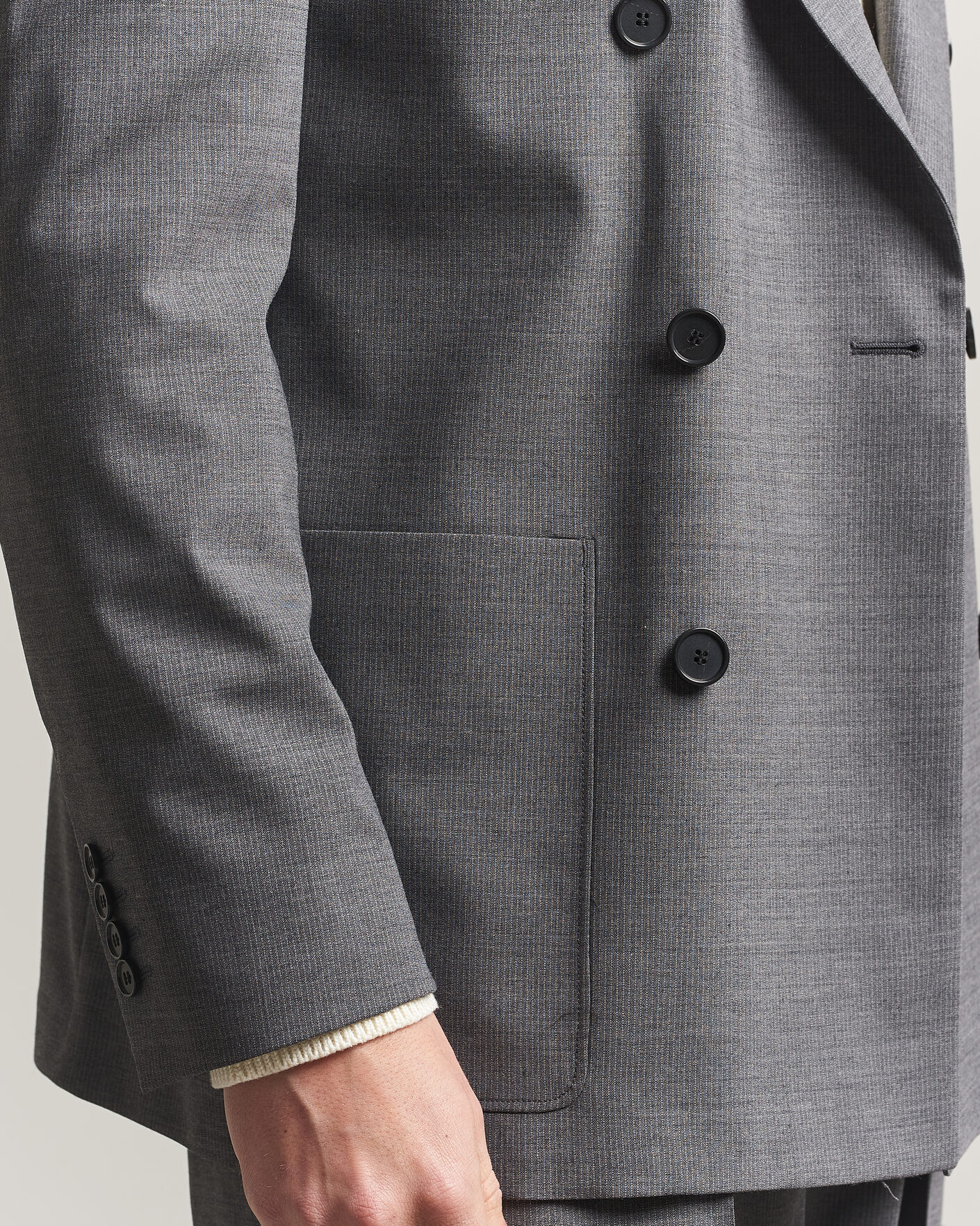 Herre | Dressjakker | Filippa K | Michael Wool Pinstriped Double Breasted Blazer Mid Grey