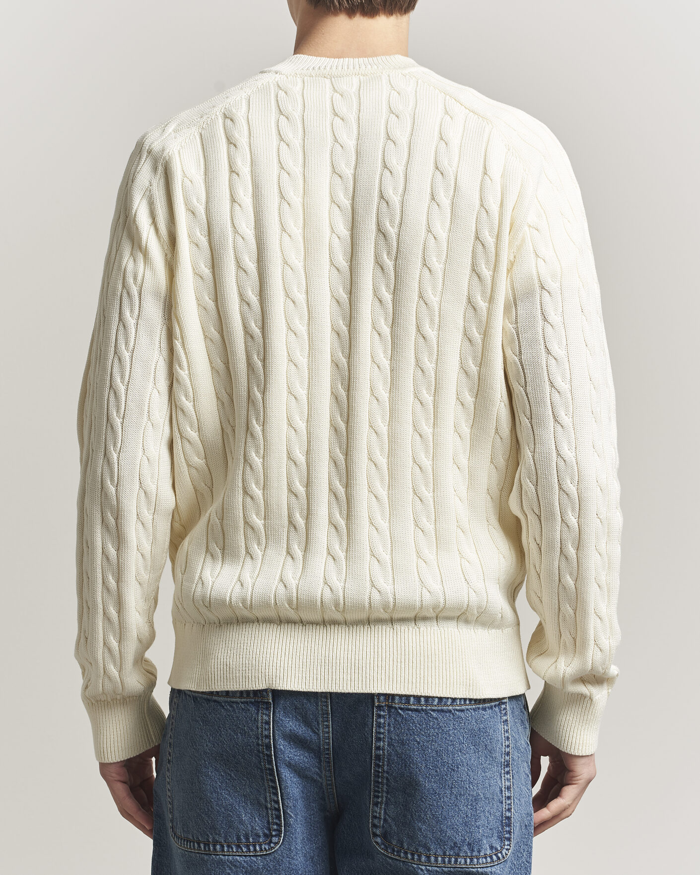 Herre | Gensere | Filippa K | Cotton Cable V-Neck Sweater Calico White